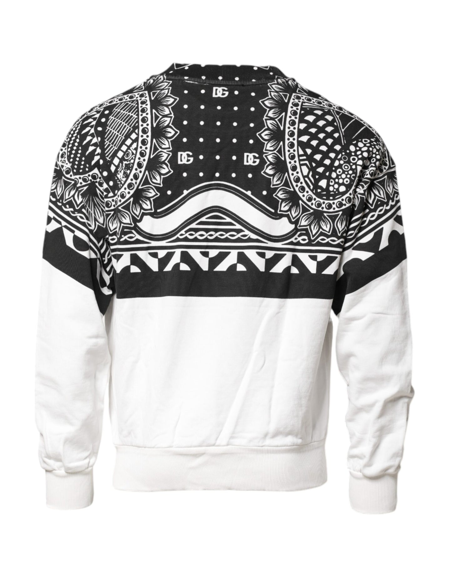 Dolce & Gabbana Schwarz Weiß Bandana Baumwolle Herren Sweatshirt Pullover