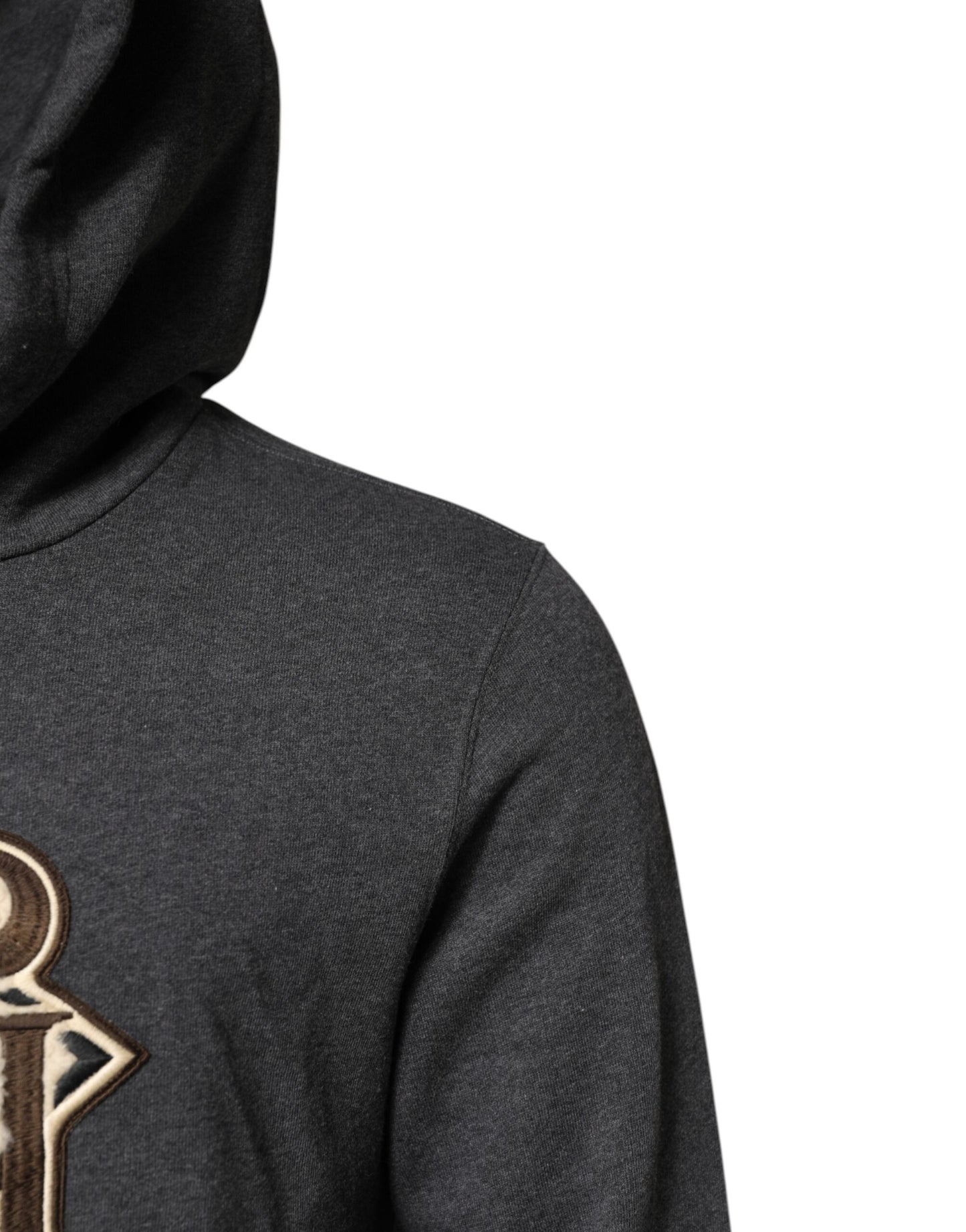 Dolce & Gabbana Graues Sweatshirt mit Logo-Patch und Kapuze