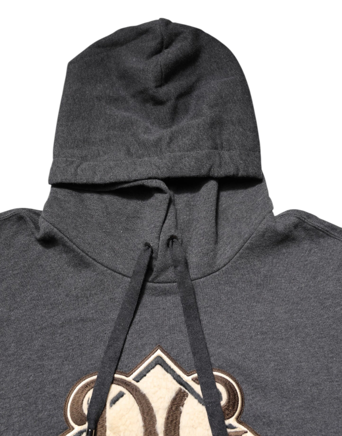 Dolce & Gabbana Graues Sweatshirt mit Logo-Patch und Kapuze