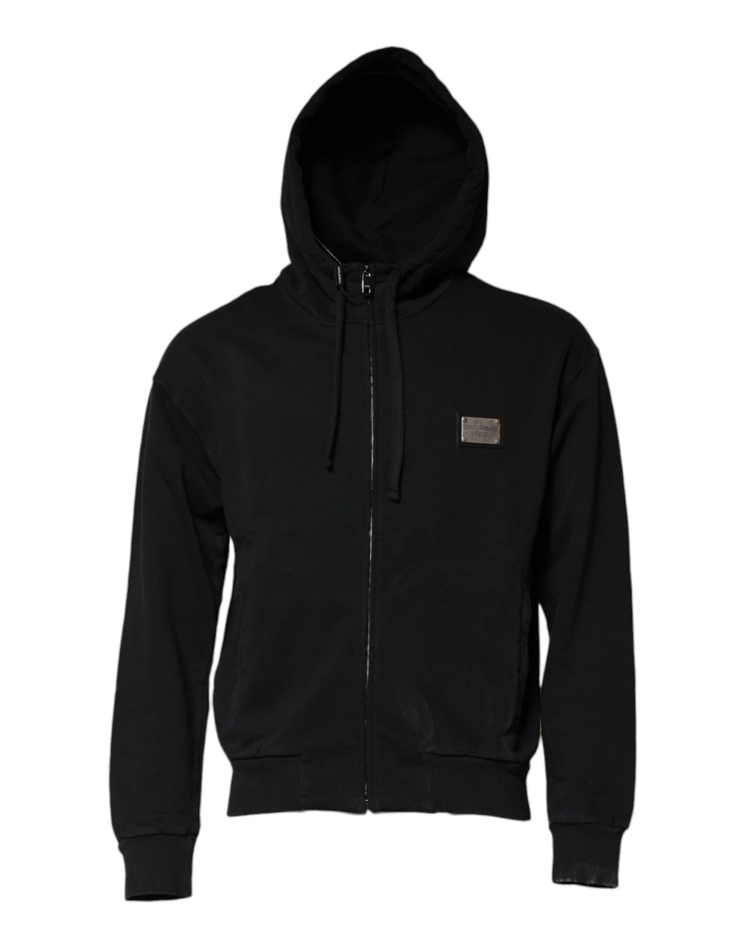 Dolce & Gabbana Schwarzes Logo Full Zip Kapuzenpullover Herren
