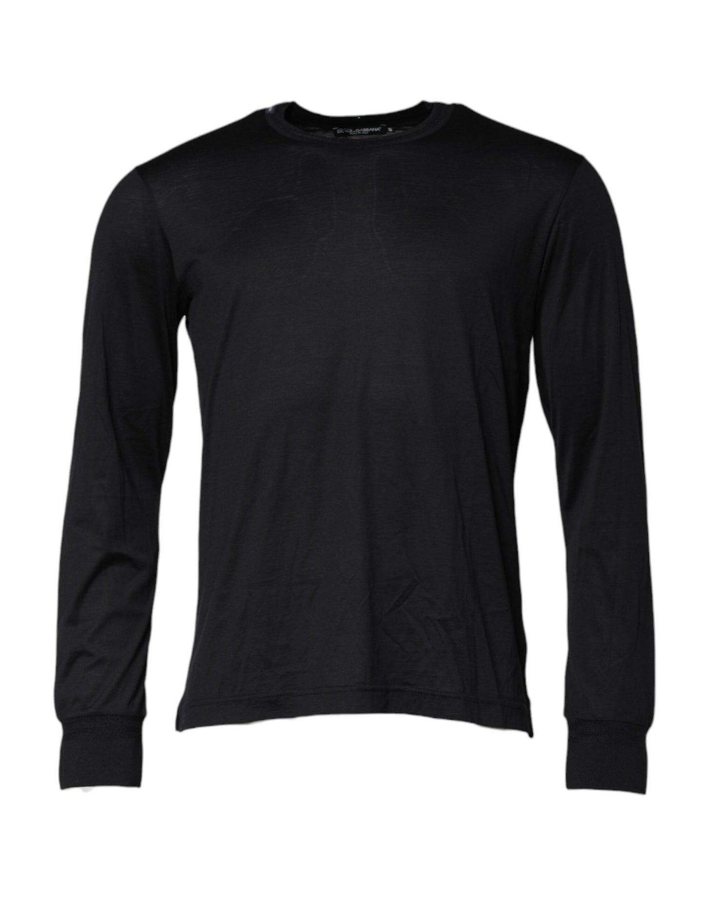 Dolce & Gabbana Dunkelblauer Seidenpullover mit Rundhalsausschnitt für Herren