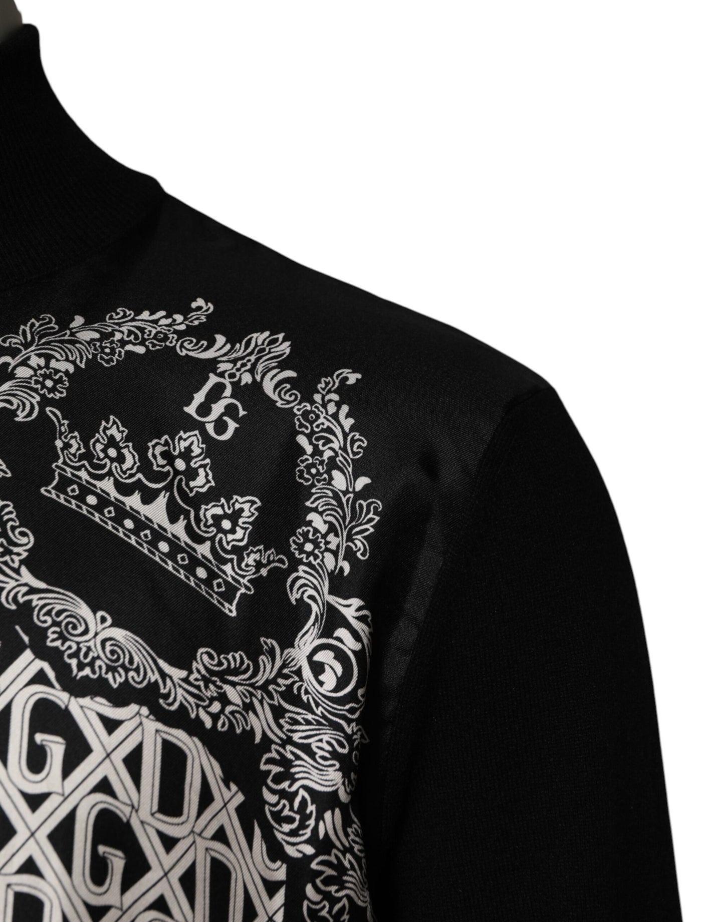 Dolce & Gabbana – Schwarz-weißer Pullover mit durchgehendem Reißverschluss und Bandana-Print