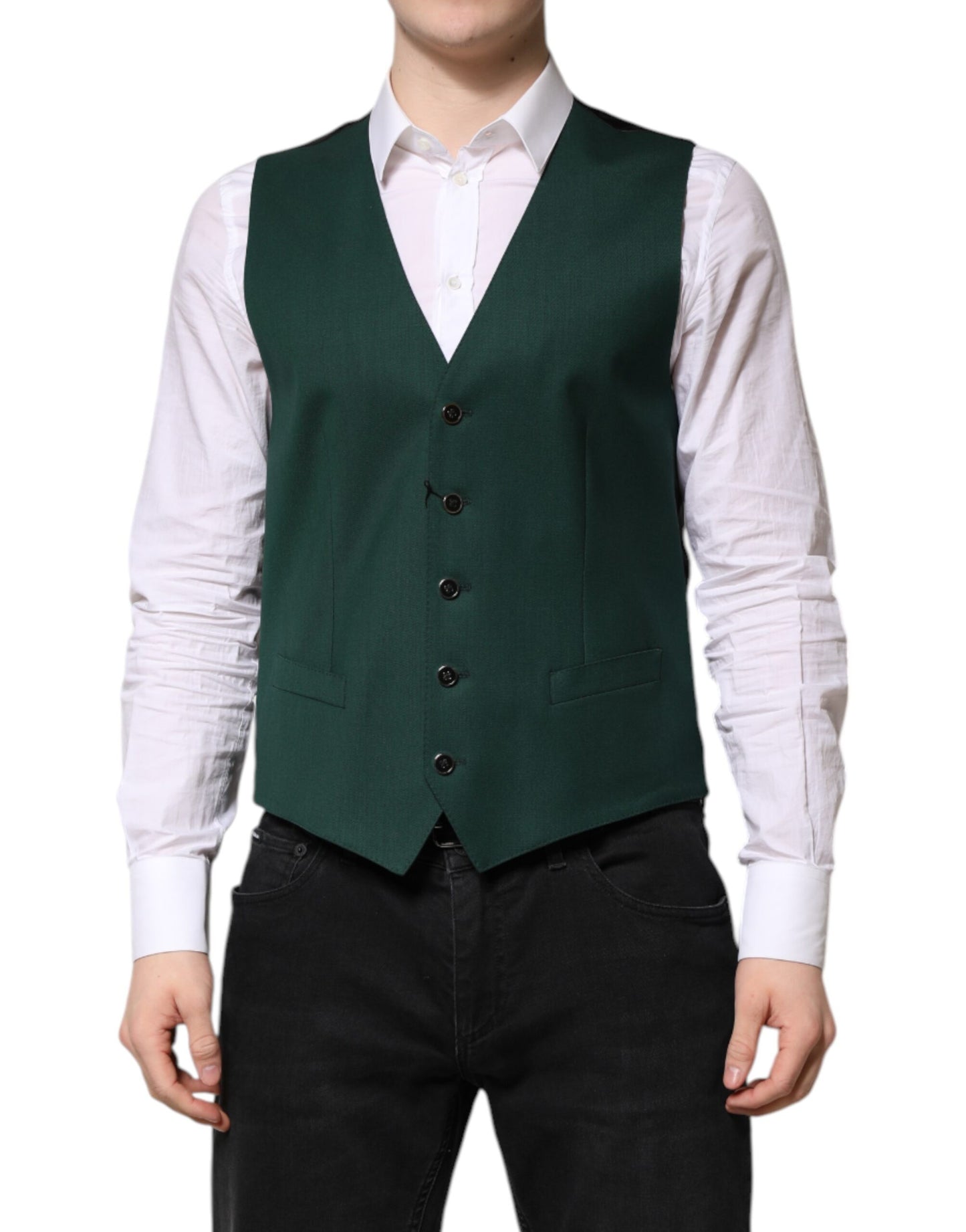 Dolce & Gabbana Grüne Wollweste für formelle Herren