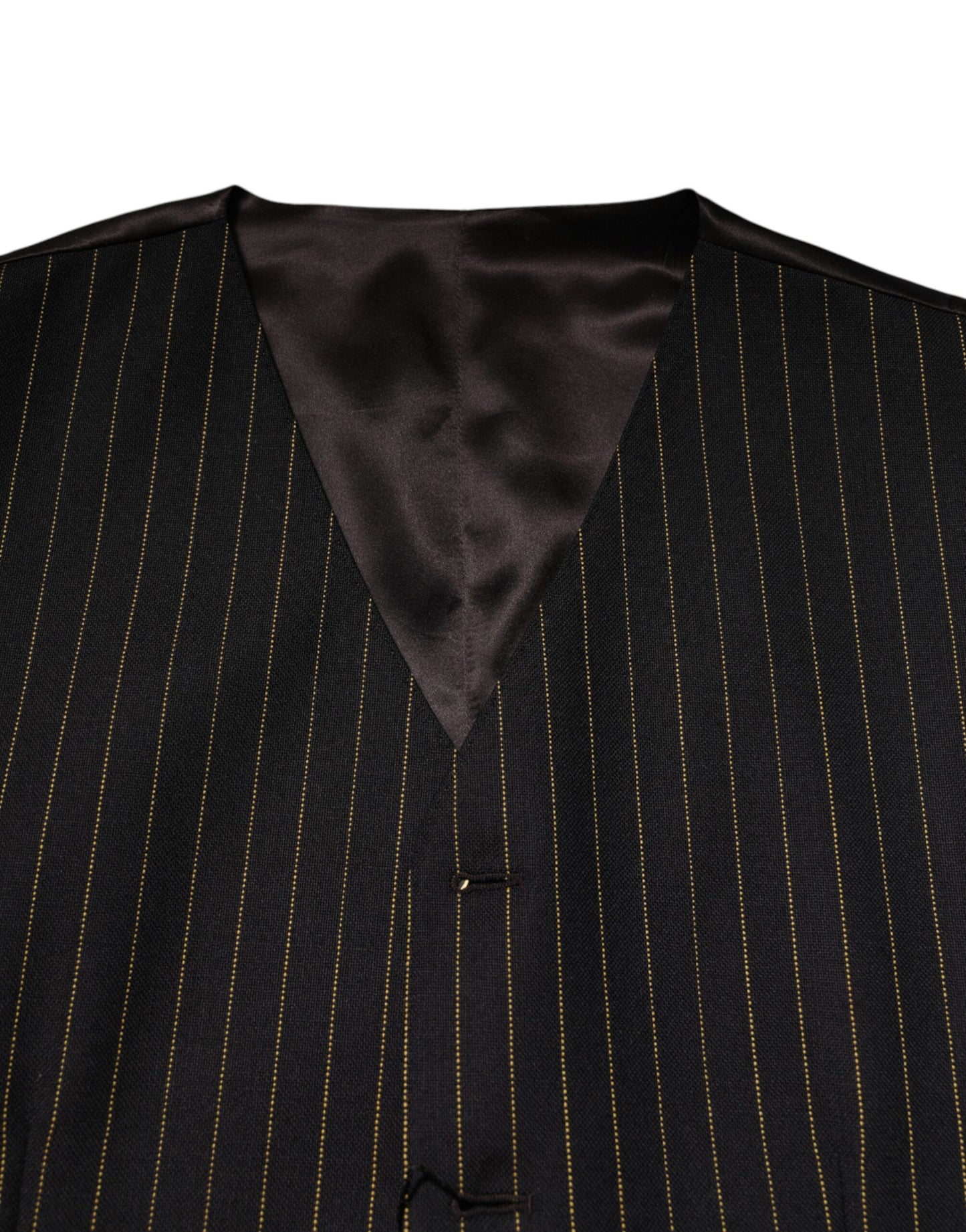 Dolce & Gabbana Schwarze Streifen Wolle Formale Herren Weste