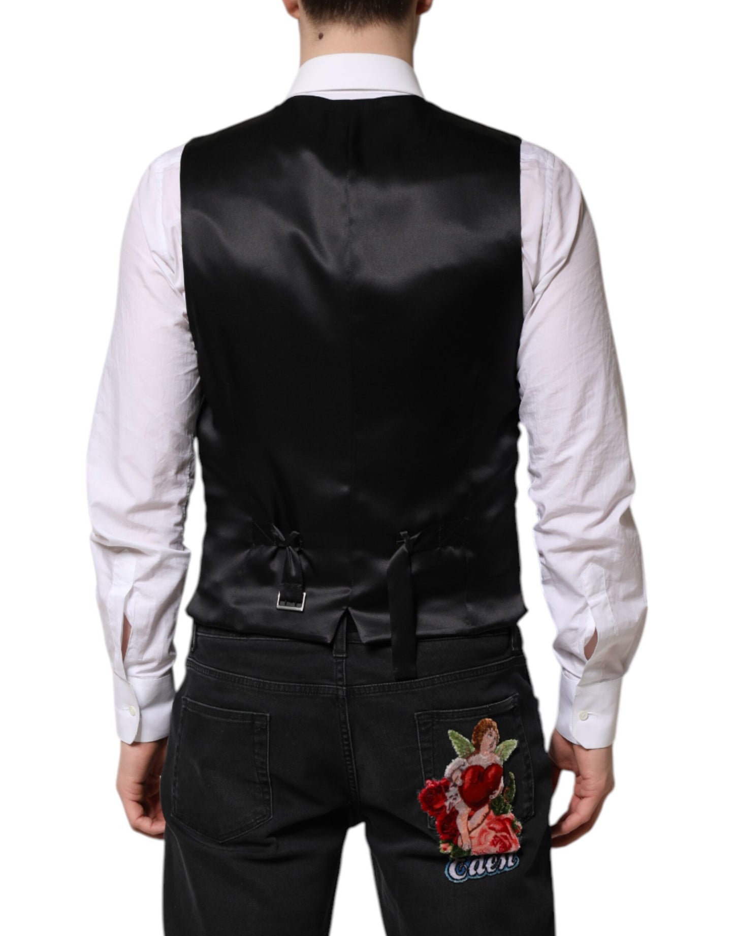 Dolce & Gabbana Rote Weste aus floralem Brokat für formelle Herren