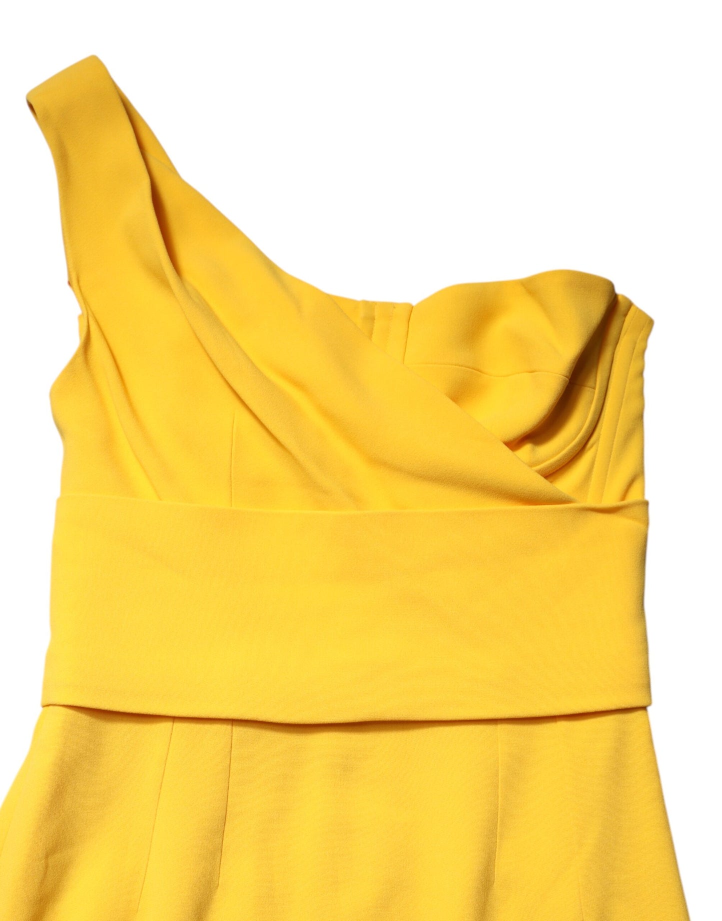 Dolce & Gabbana – Gelbes Midikleid mit One-Shoulder-Träger und seitlichem Schlitz