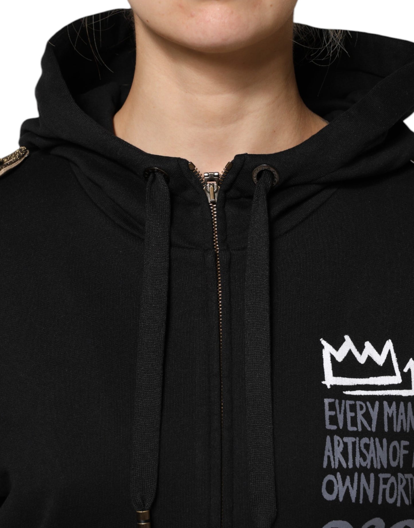 Dolce & Gabbana – Schwarze Sweatshirtjacke mit durchgehendem Reißverschluss und Kapuze