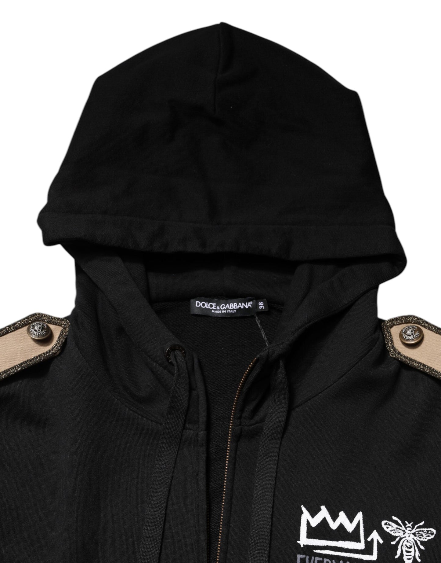 Dolce & Gabbana – Schwarze Sweatshirtjacke mit durchgehendem Reißverschluss und Kapuze
