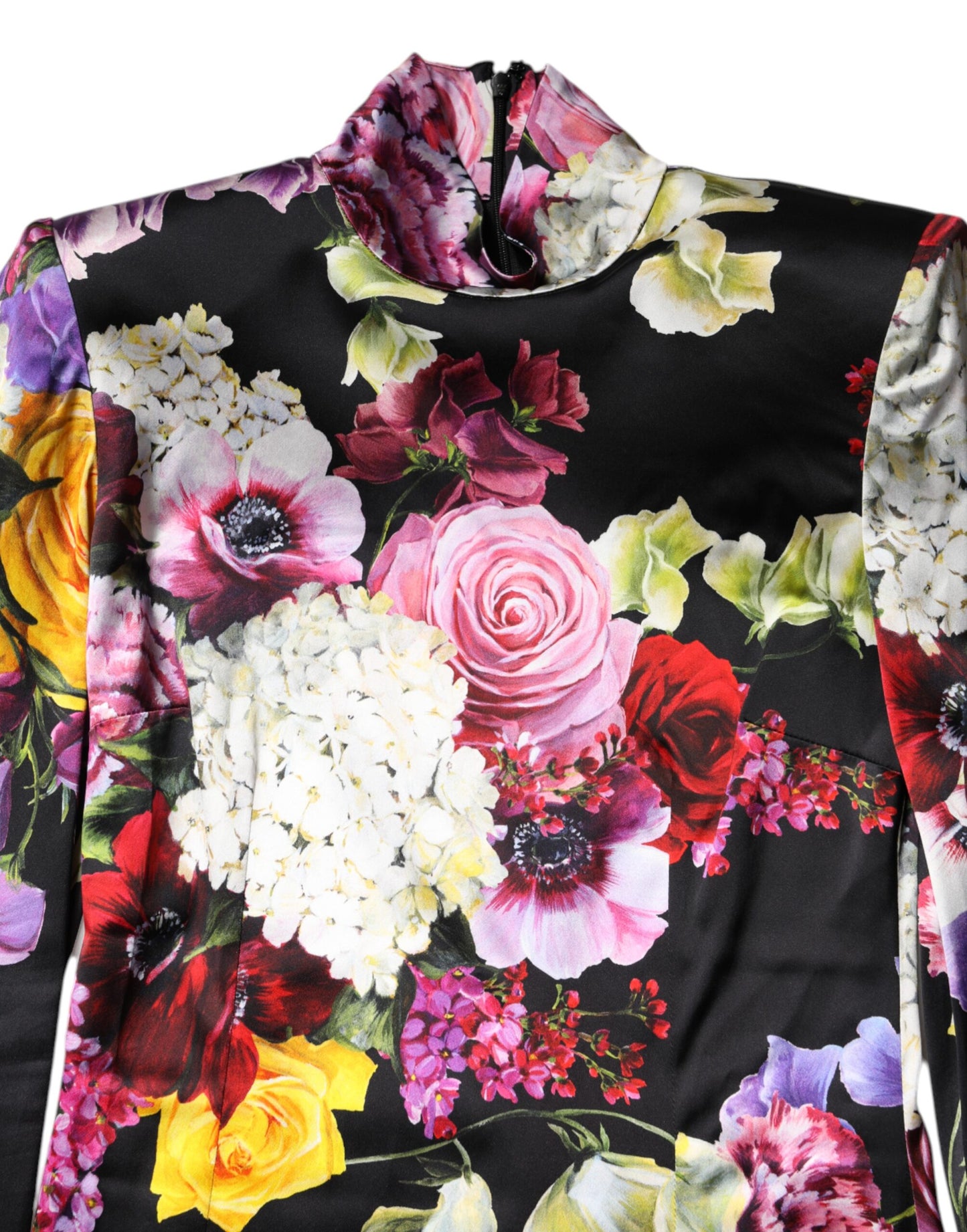 Dolce & Gabbana – Mehrfarbiges Ortensies-Blusetop mit langen Ärmeln