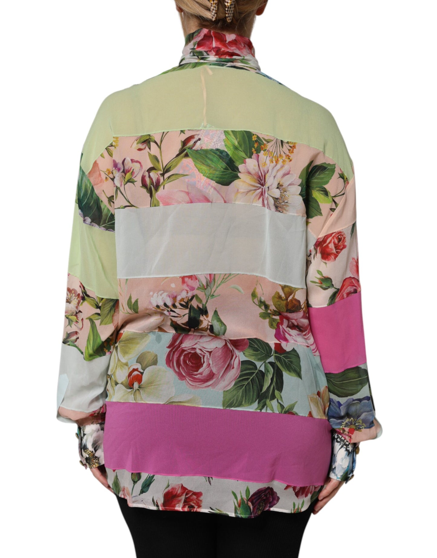 Dolce & Gabbana – Mehrfarbiges, langärmliges Oberteil mit Blumen-Patchwork