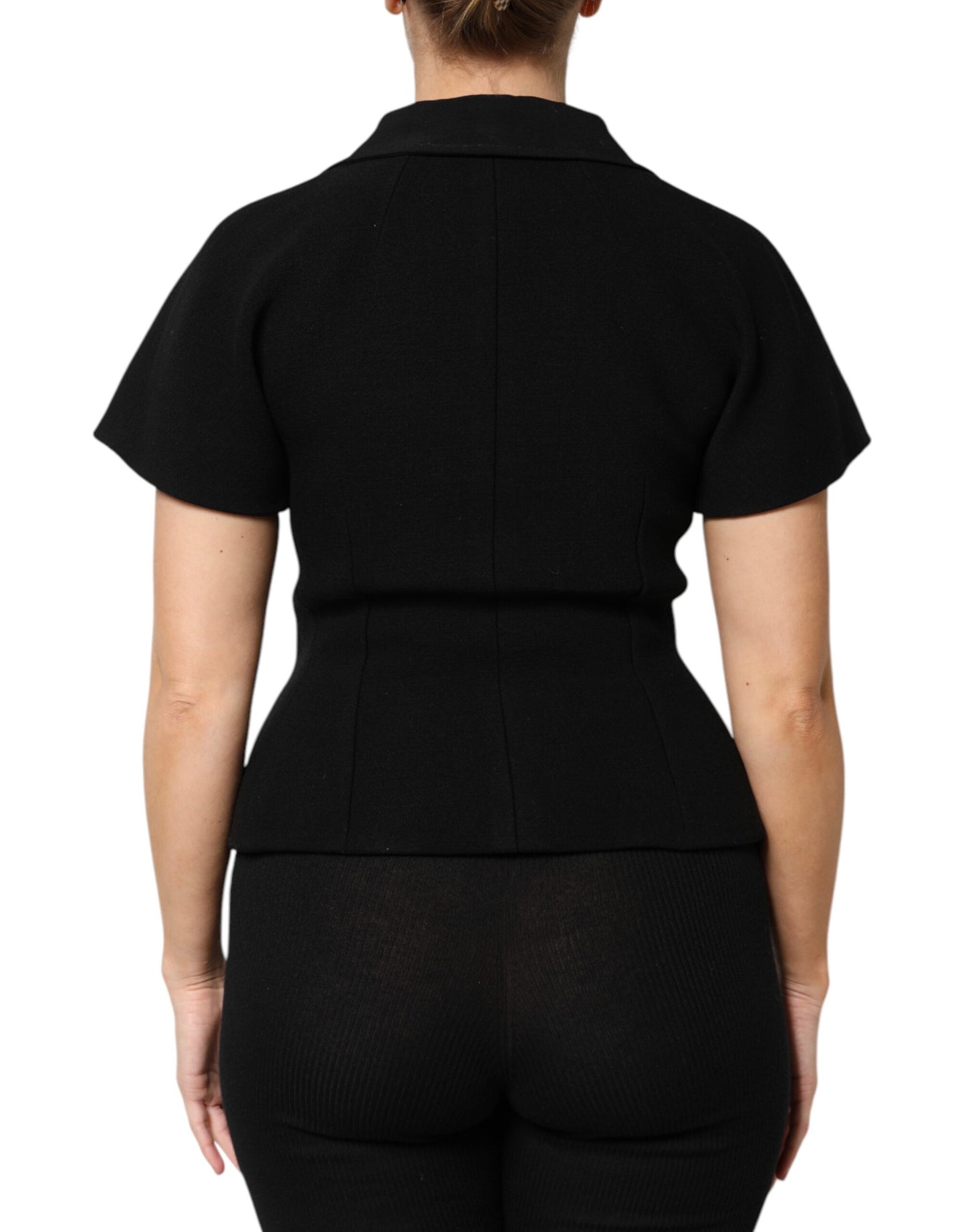 Dolce & Gabbana – Zweireihige Manteljacke aus schwarzer Wolle