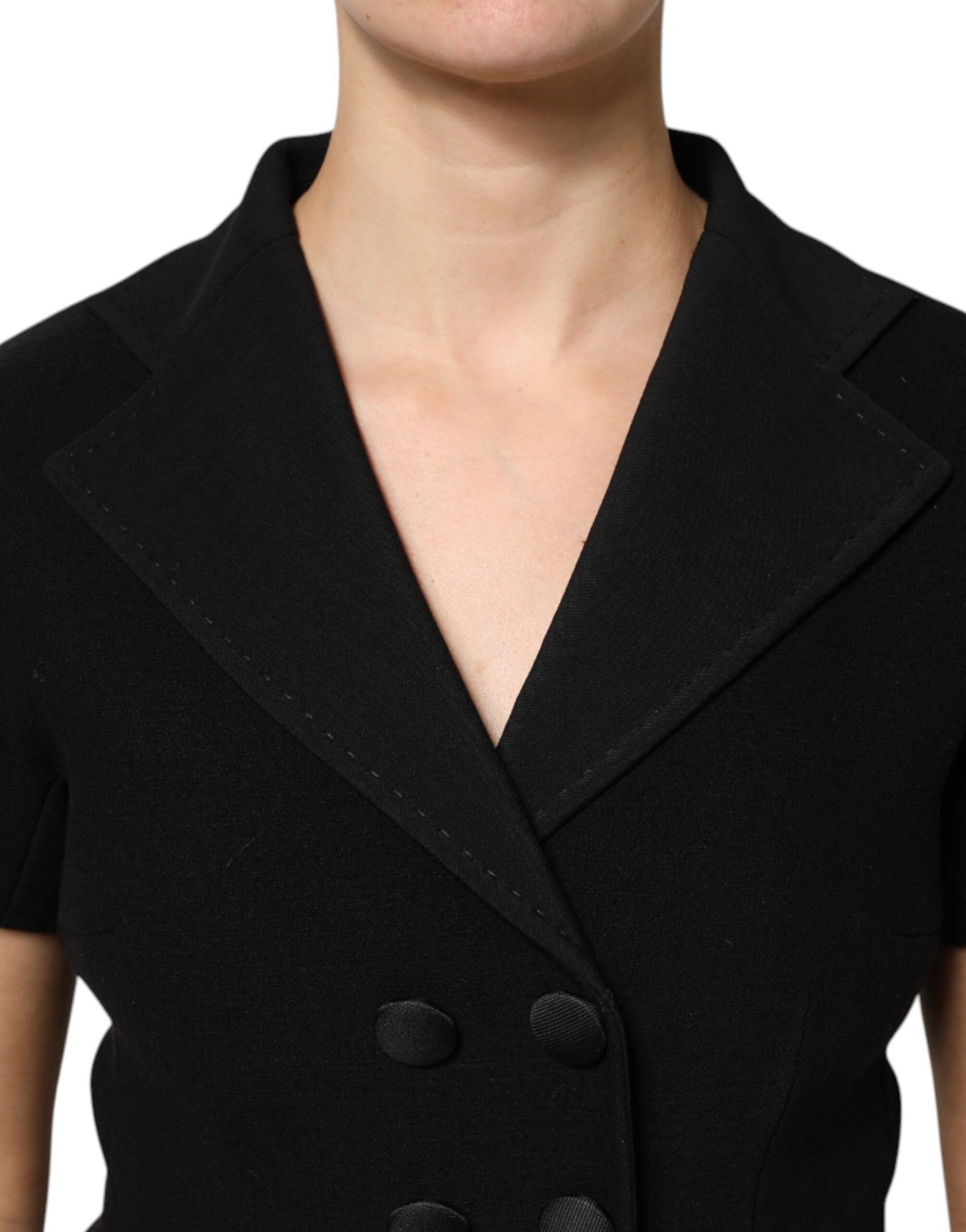 Dolce & Gabbana – Zweireihige Manteljacke aus schwarzer Wolle