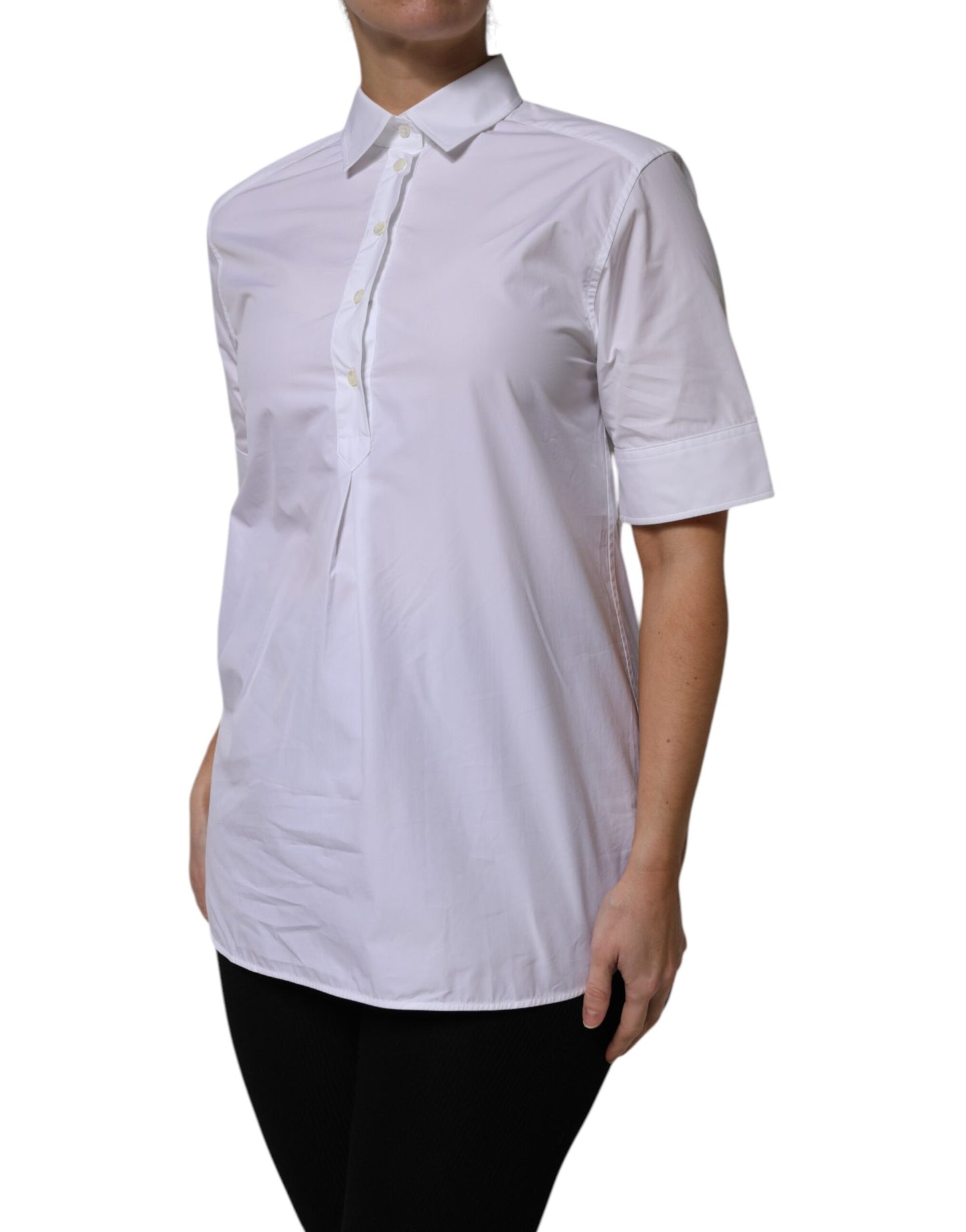 Dolce & Gabbana – Weißes Poloshirt aus Baumwolle mit kurzen Ärmeln und Kragen