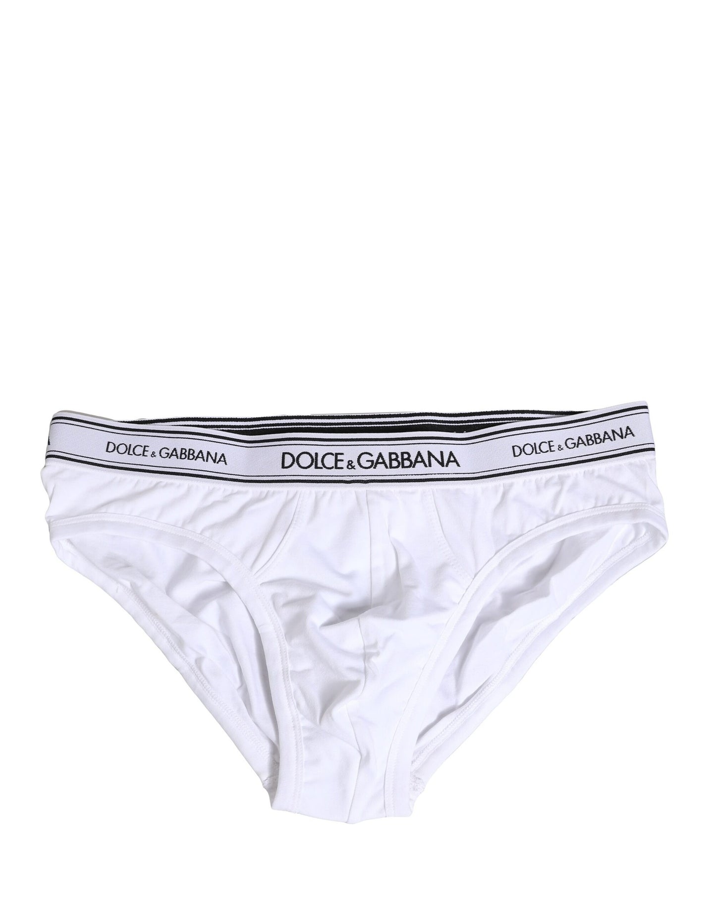 Dolce & Gabbana – Weiße, normale Slip-Unterhose aus Baumwollstretch