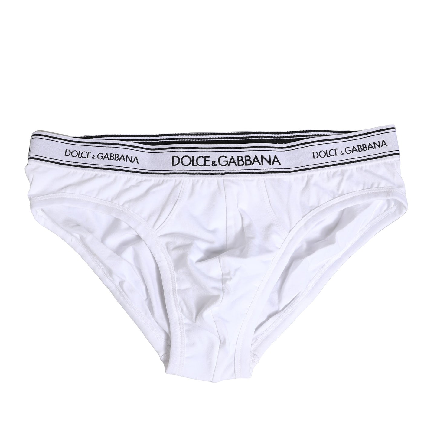 Dolce & Gabbana – Weiße, normale Slip-Unterhose aus Baumwollstretch