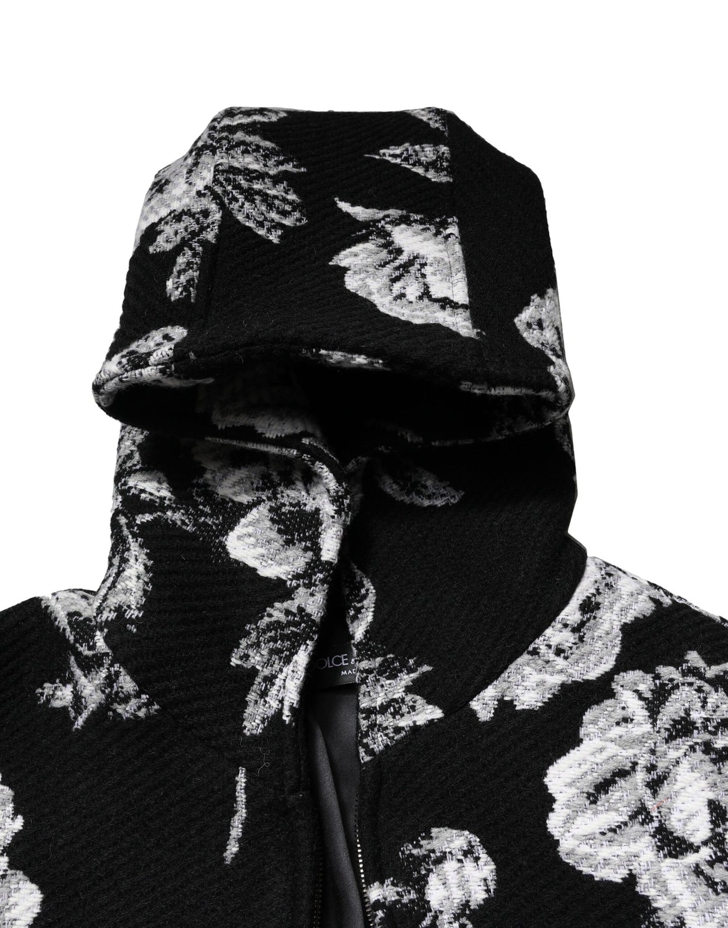 Dolce & Gabbana – Schwarze Wolljacke mit Blumenmuster für Herren