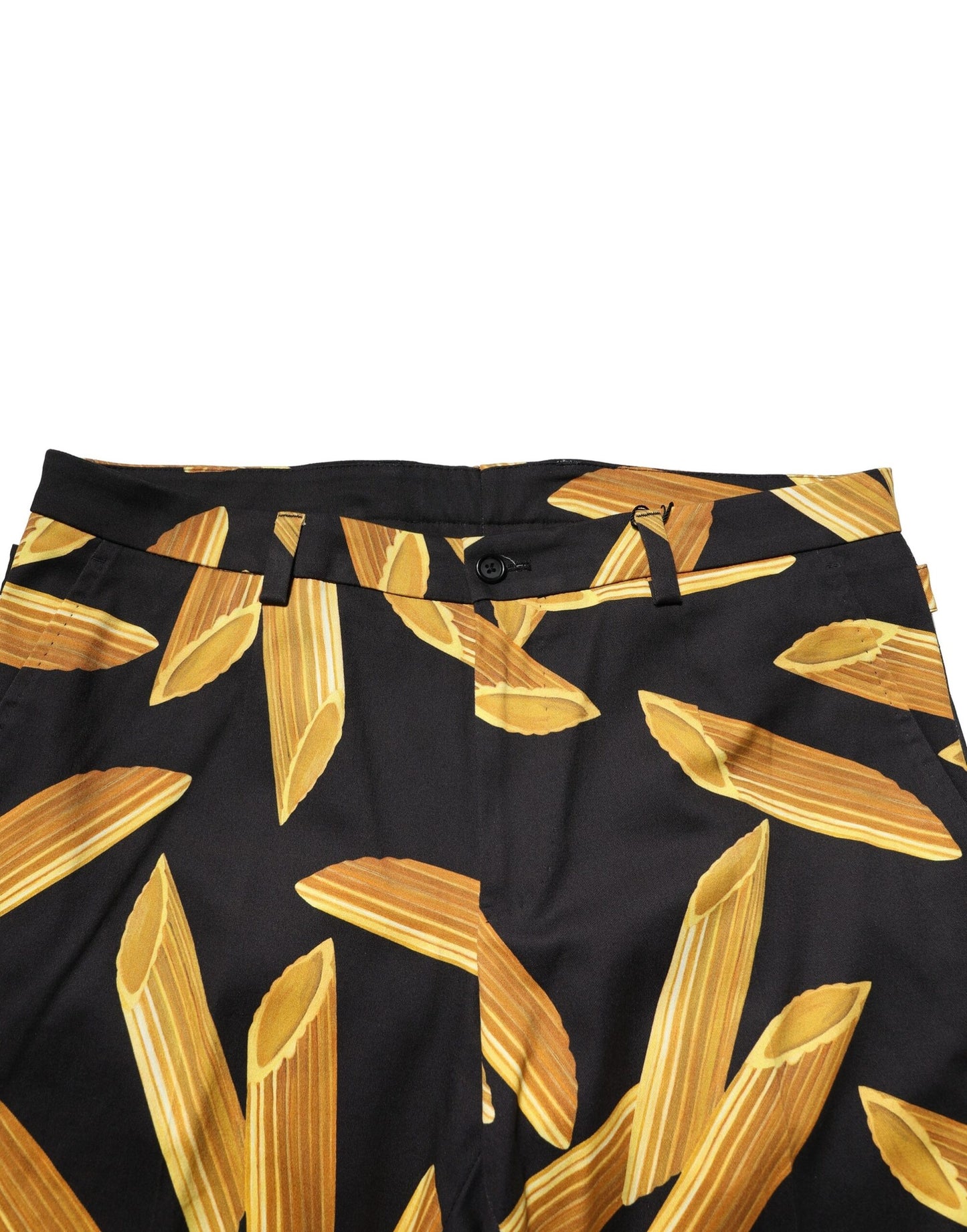 Dolce & Gabbana – Schwarze, schmal zulaufende Hose mit Pasta-Print für Herren