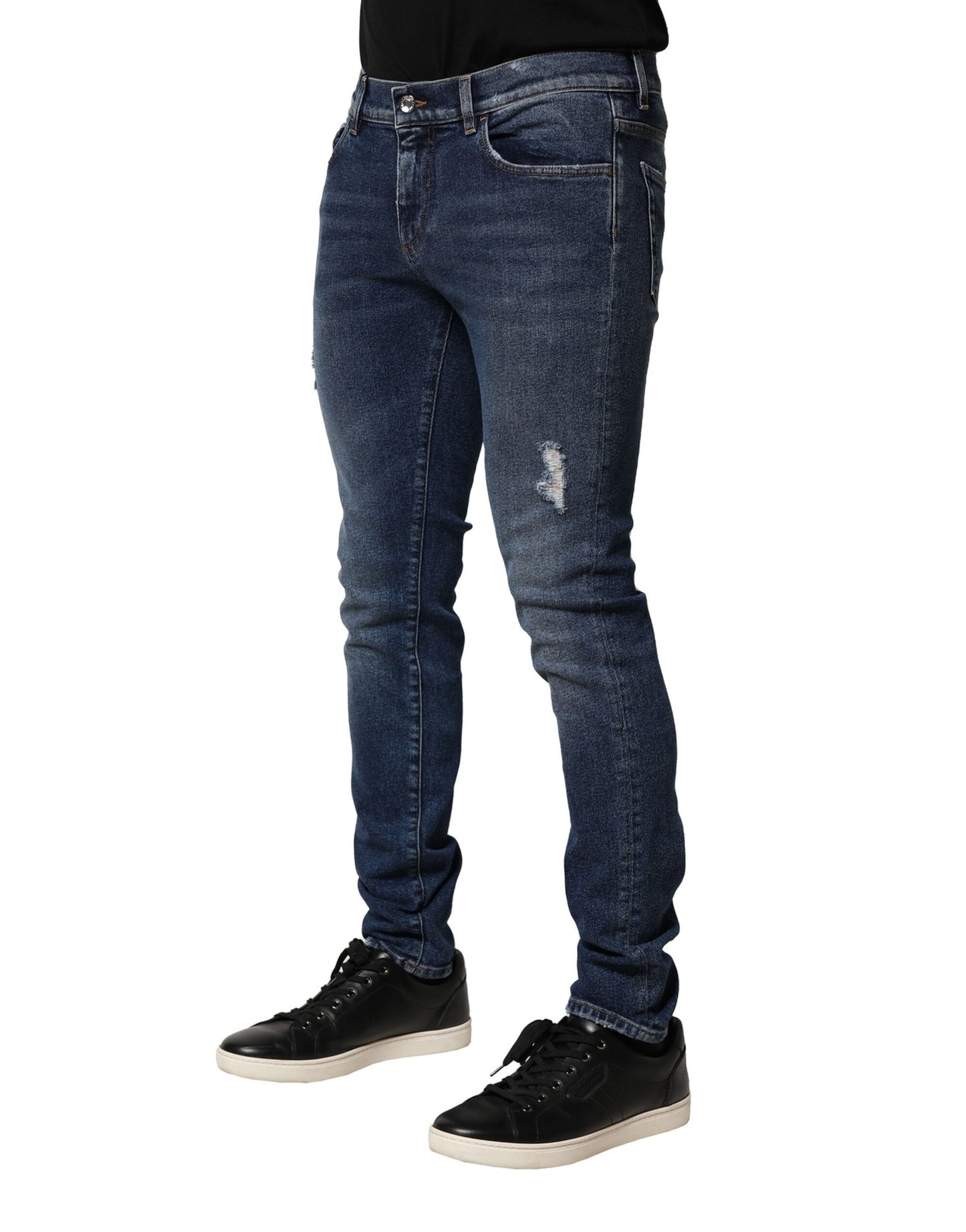 Dolce & Gabbana – Blau verwaschene Skinny-Jeans aus Baumwolldenim
