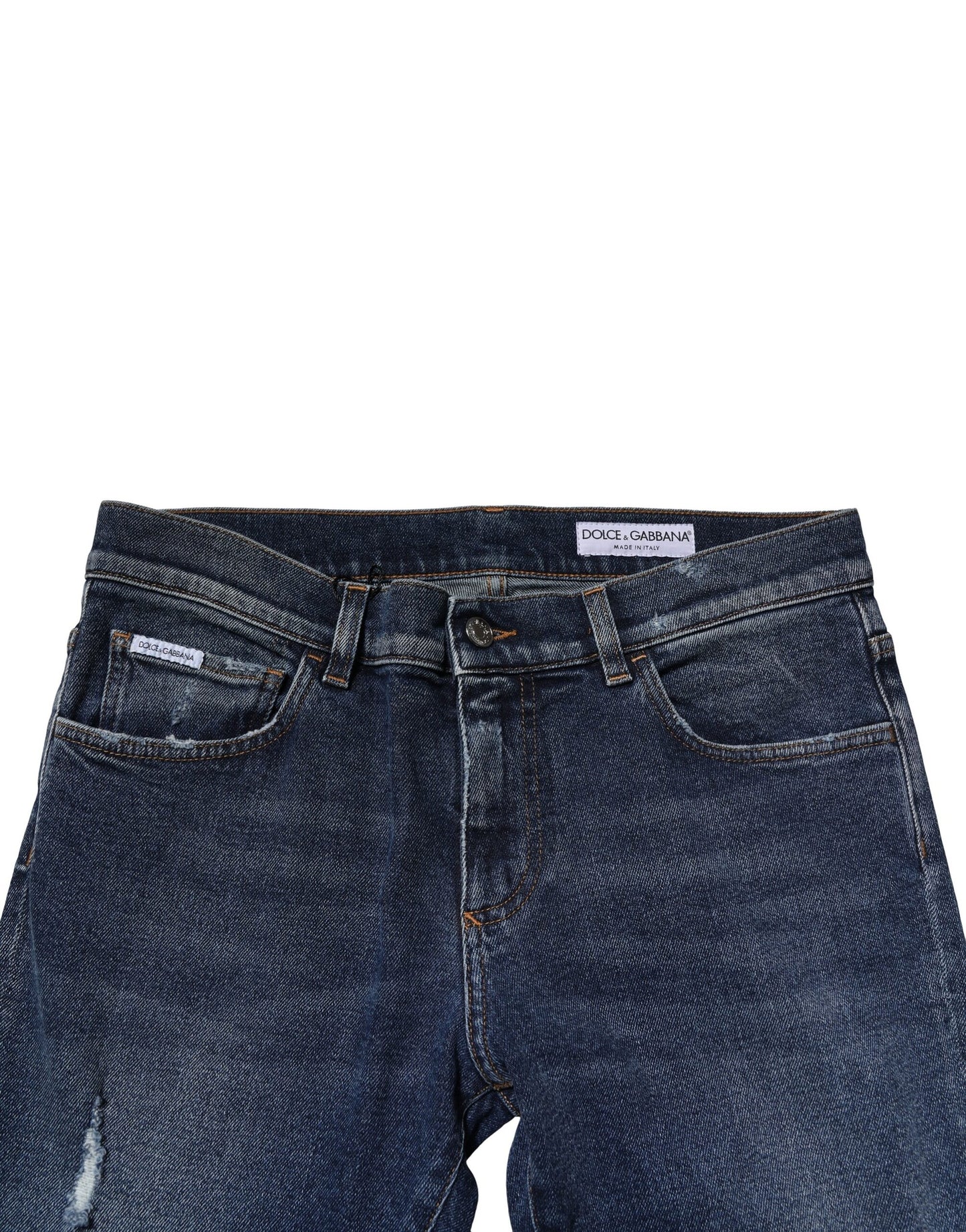 Dolce & Gabbana – Blau verwaschene Skinny-Jeans aus Baumwolldenim