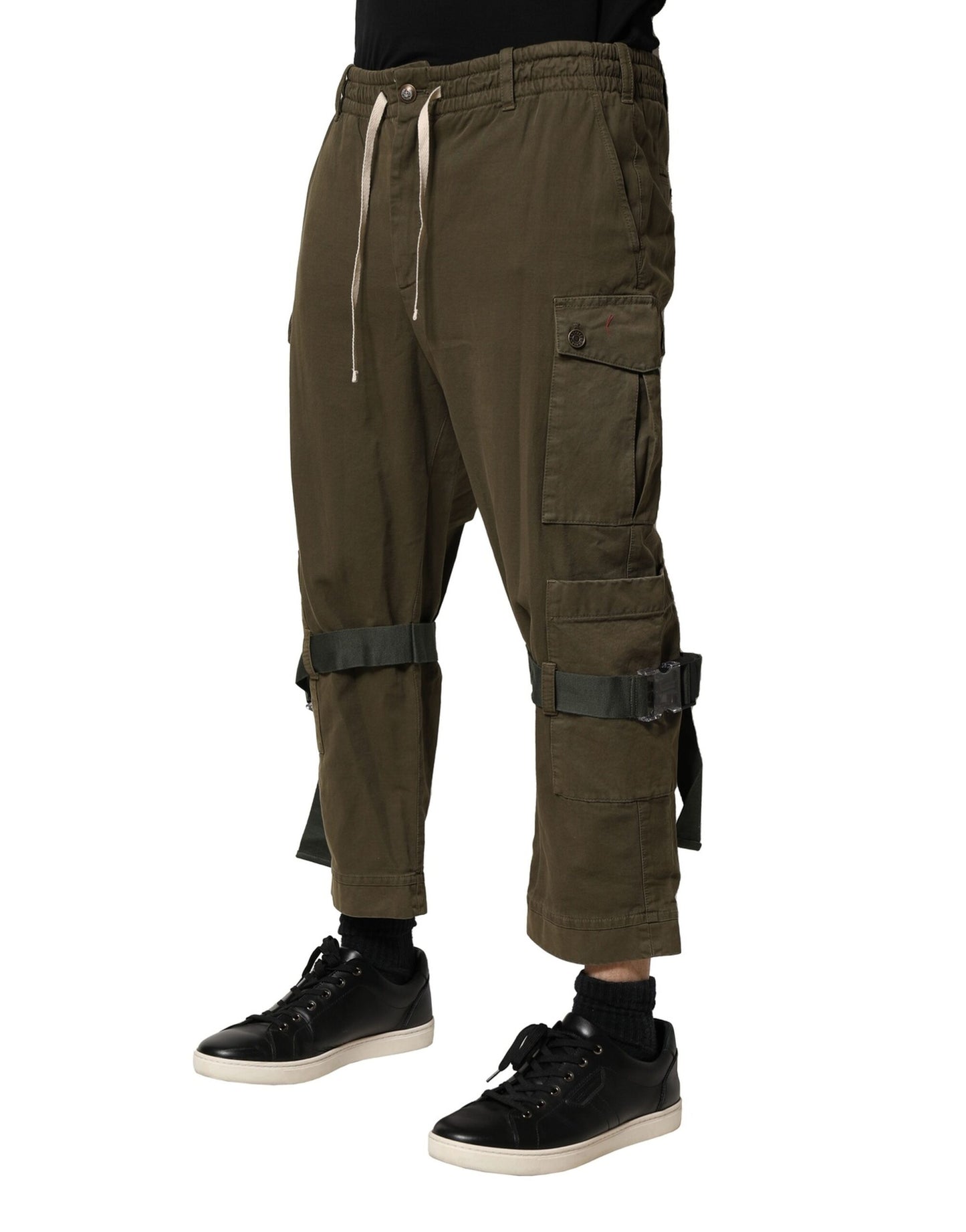 Dolce & Gabbana – Cargohose aus brauner Baumwolle mit Kordelzug