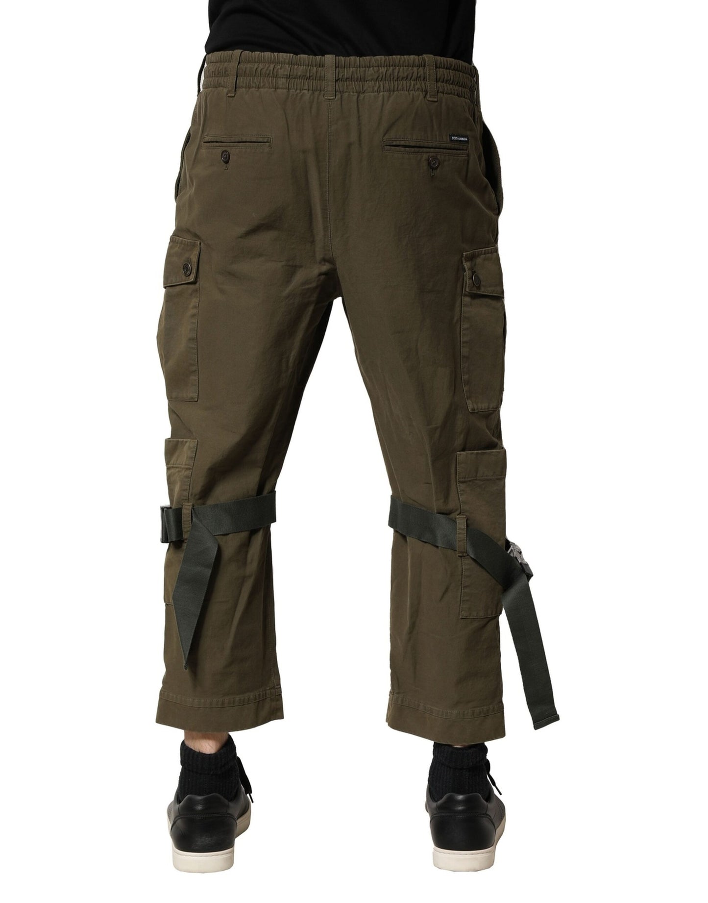 Dolce & Gabbana – Cargohose aus brauner Baumwolle mit Kordelzug