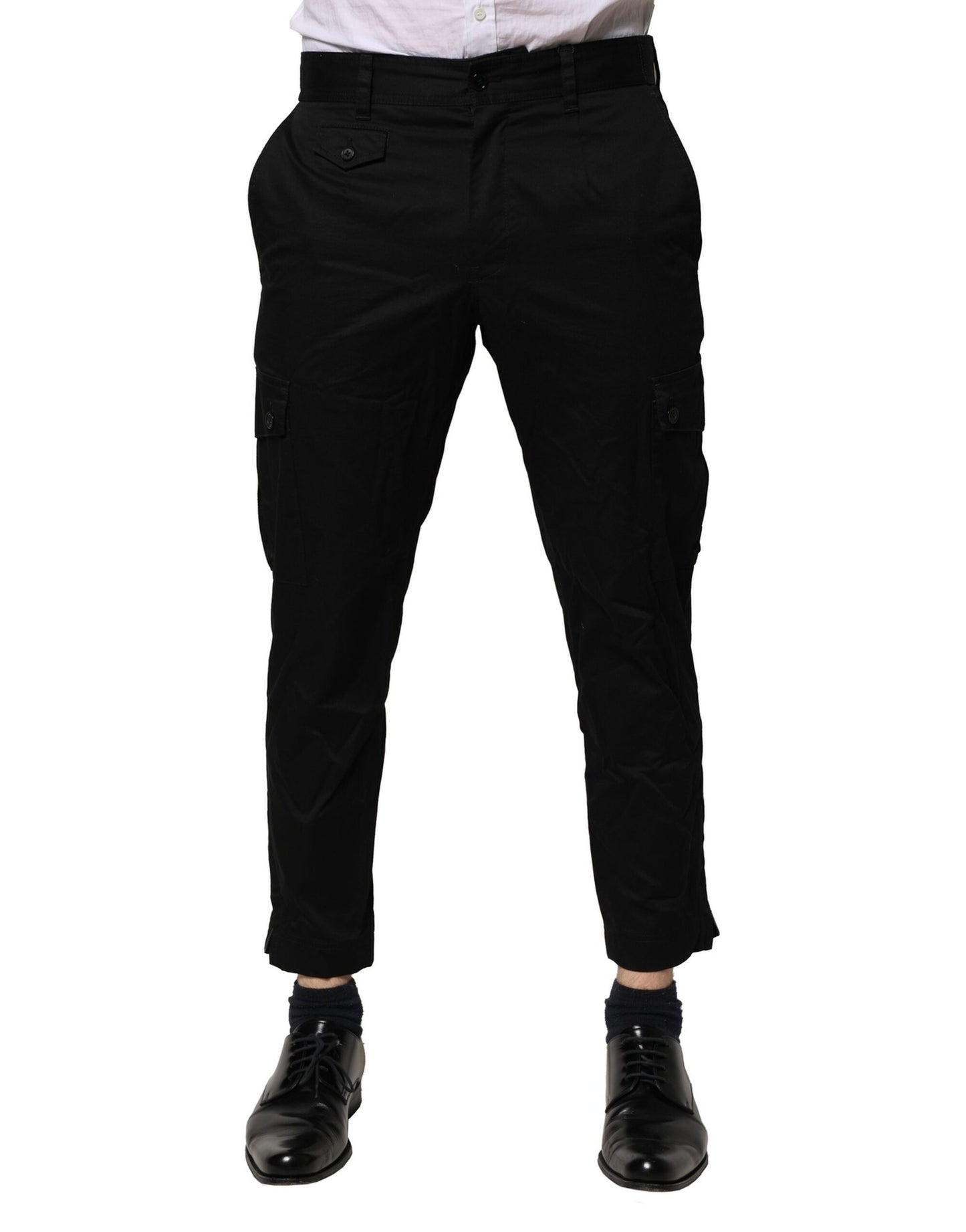 Dolce & Gabbana – Schmale, formelle Hose aus schwarzer Baumwolle