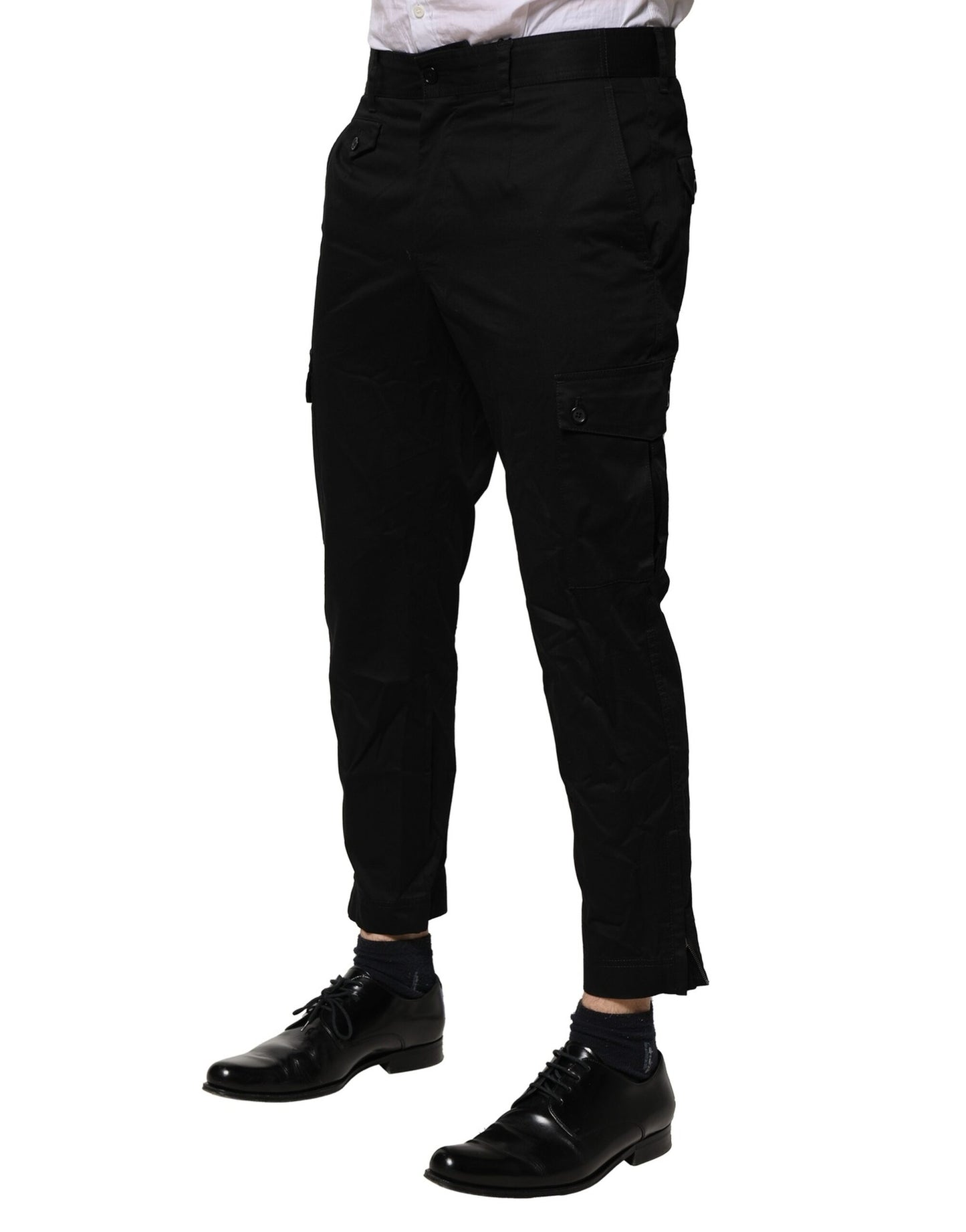 Dolce & Gabbana – Schmale, formelle Hose aus schwarzer Baumwolle
