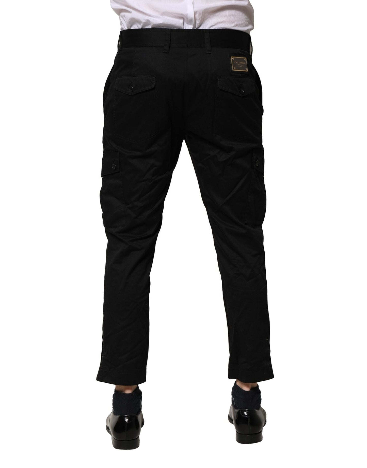 Dolce & Gabbana – Schmale, formelle Hose aus schwarzer Baumwolle