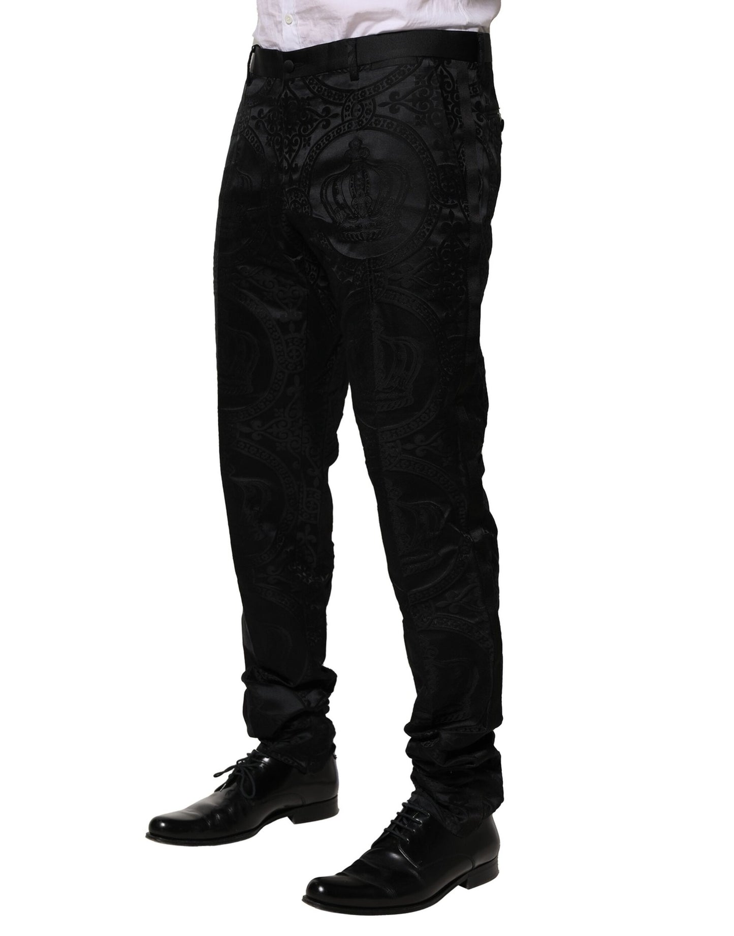 Dolce & Gabbana – Schwarze Anzughose aus Baumwolle mit Krone im DG-Stil