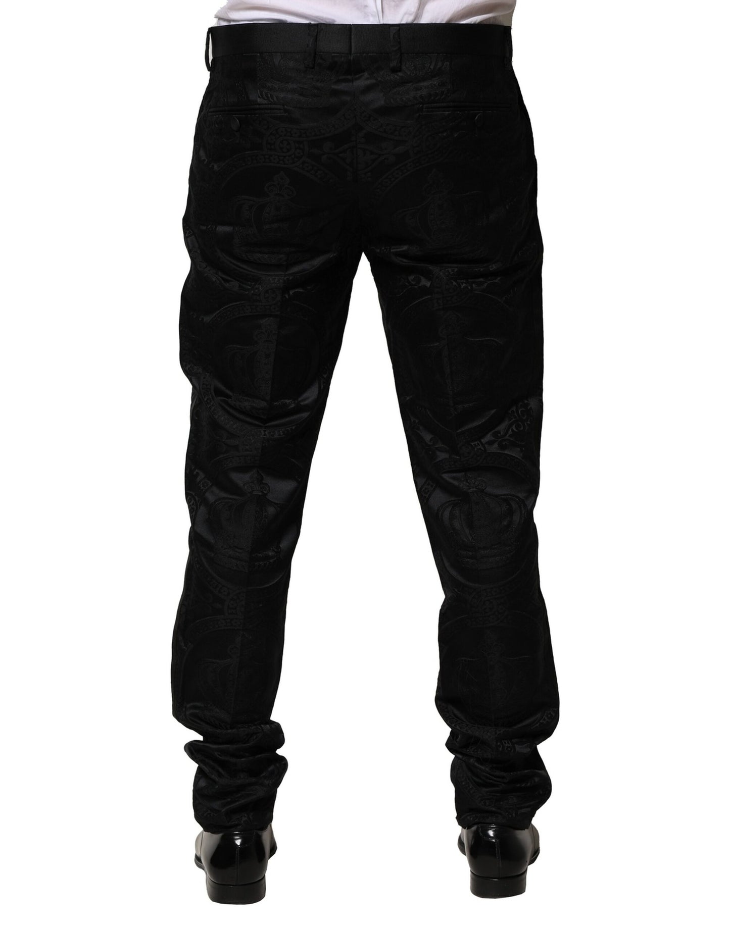 Dolce & Gabbana – Schwarze Anzughose aus Baumwolle mit Krone im DG-Stil