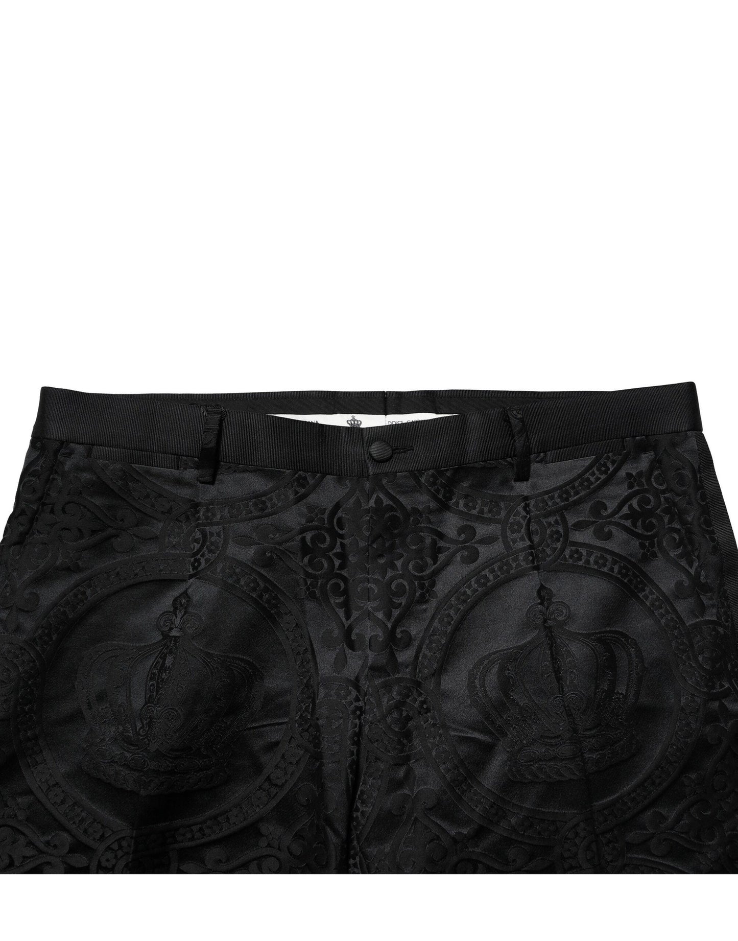 Dolce & Gabbana – Schwarze Anzughose aus Baumwolle mit Krone im DG-Stil