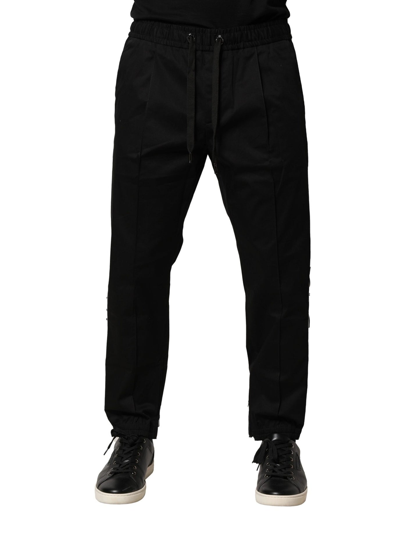 Dolce & Gabbana – Schwarze Jogginghose aus Baumwolle mit mittlerer Taille