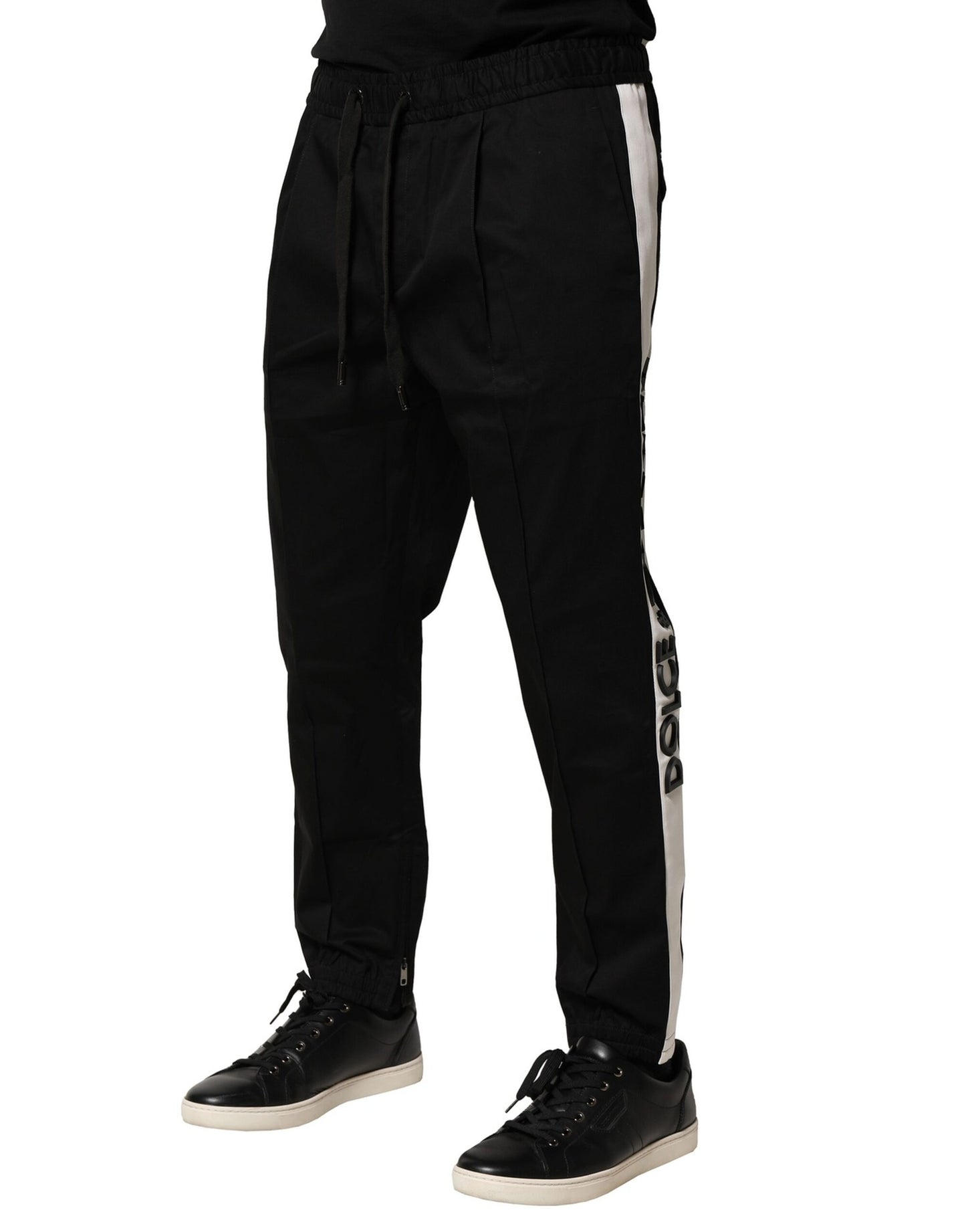 Dolce & Gabbana – Schwarze Jogginghose aus Baumwolle mit mittlerer Taille