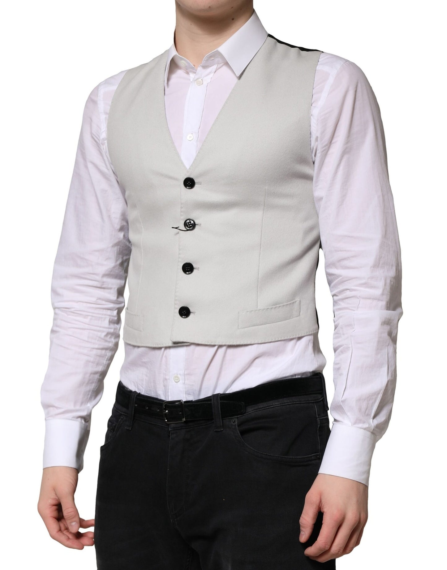 Dolce & Gabbana Graue Wollweste für formelle Herren