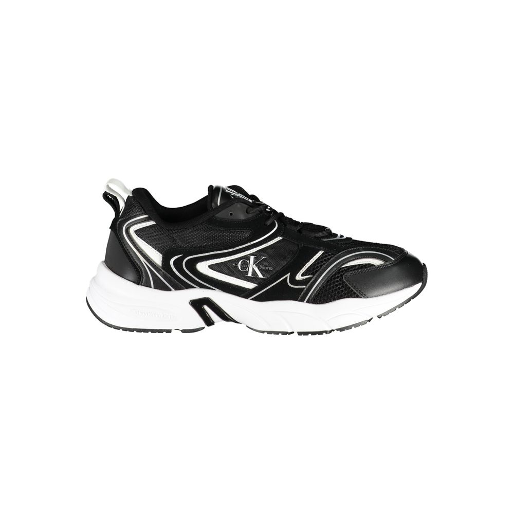 Calvin Klein – Elegante schwarze Schnür-Sneaker mit Kontrastdetails