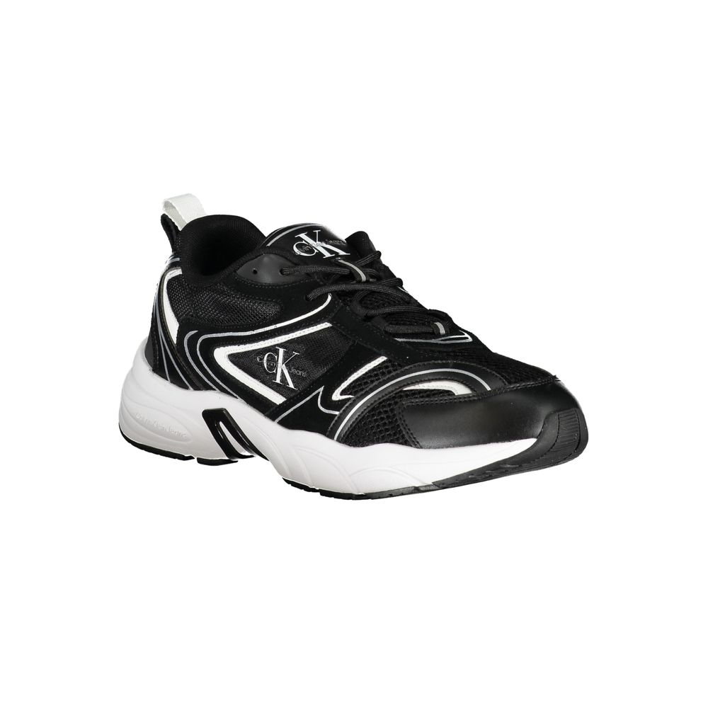 Calvin Klein – Elegante schwarze Schnür-Sneaker mit Kontrastdetails