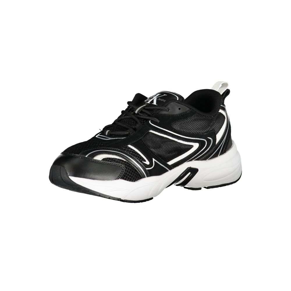 Calvin Klein – Elegante schwarze Schnür-Sneaker mit Kontrastdetails
