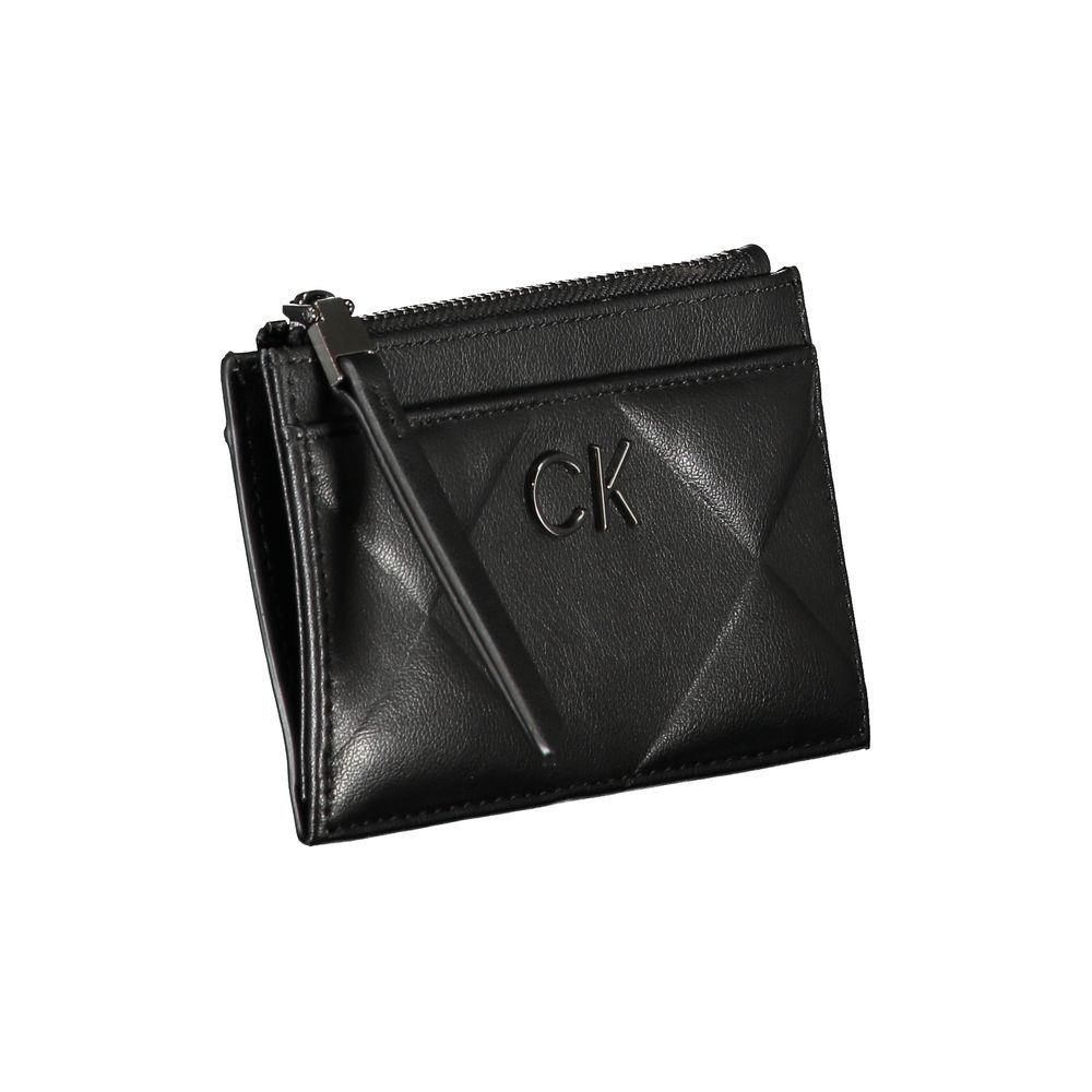 Calvin Klein – Elegante schwarze Geldbörse mit Reißverschluss und Kontrastdetails