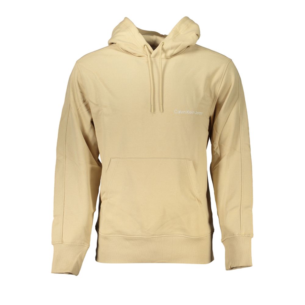 Calvin Klein – Beiges Kapuzensweatshirt aus gebürsteter Baumwolle