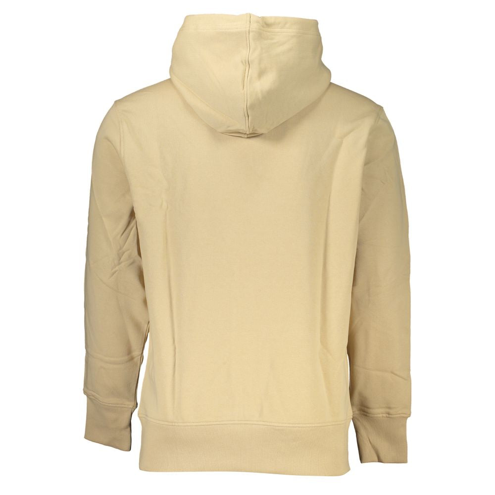 Calvin Klein – Beiges Kapuzensweatshirt aus gebürsteter Baumwolle
