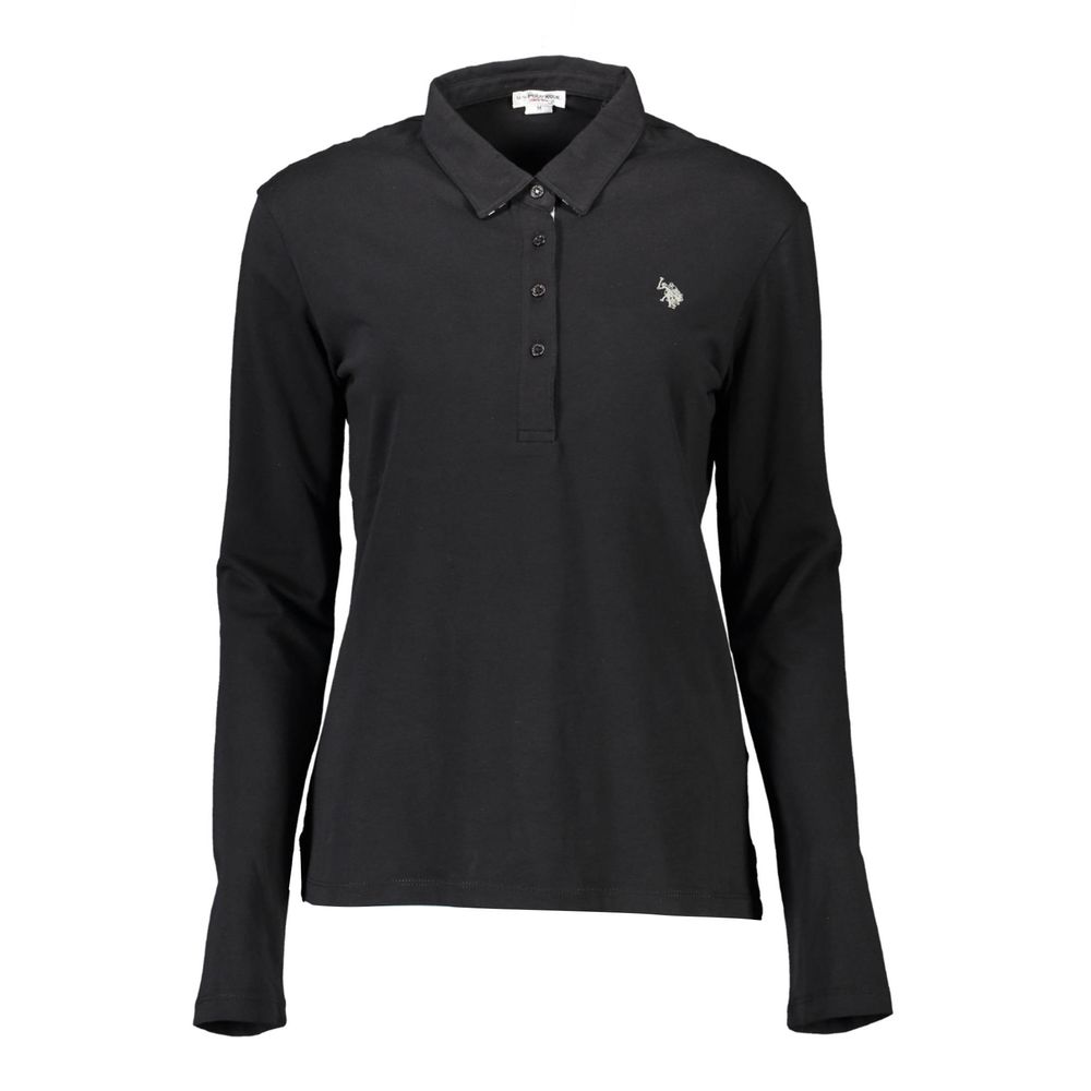 US POLO ASSN. Schwarzes Damen-Poloshirt aus Baumwolle