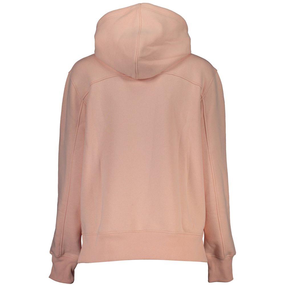 Calvin Klein – Schickes rosa Fleece-Kapuzensweatshirt mit Logo-Stickerei