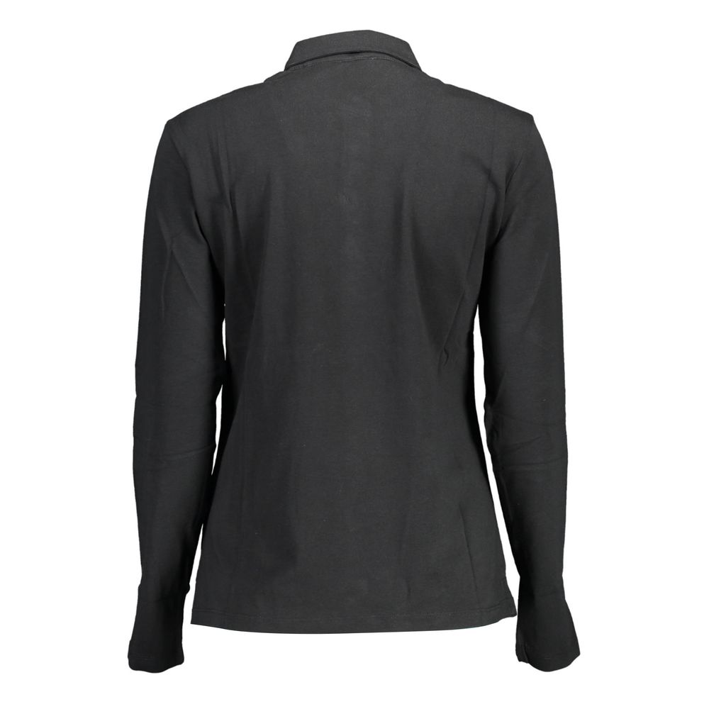 US POLO ASSN. Schwarzes Damen-Poloshirt aus Baumwolle