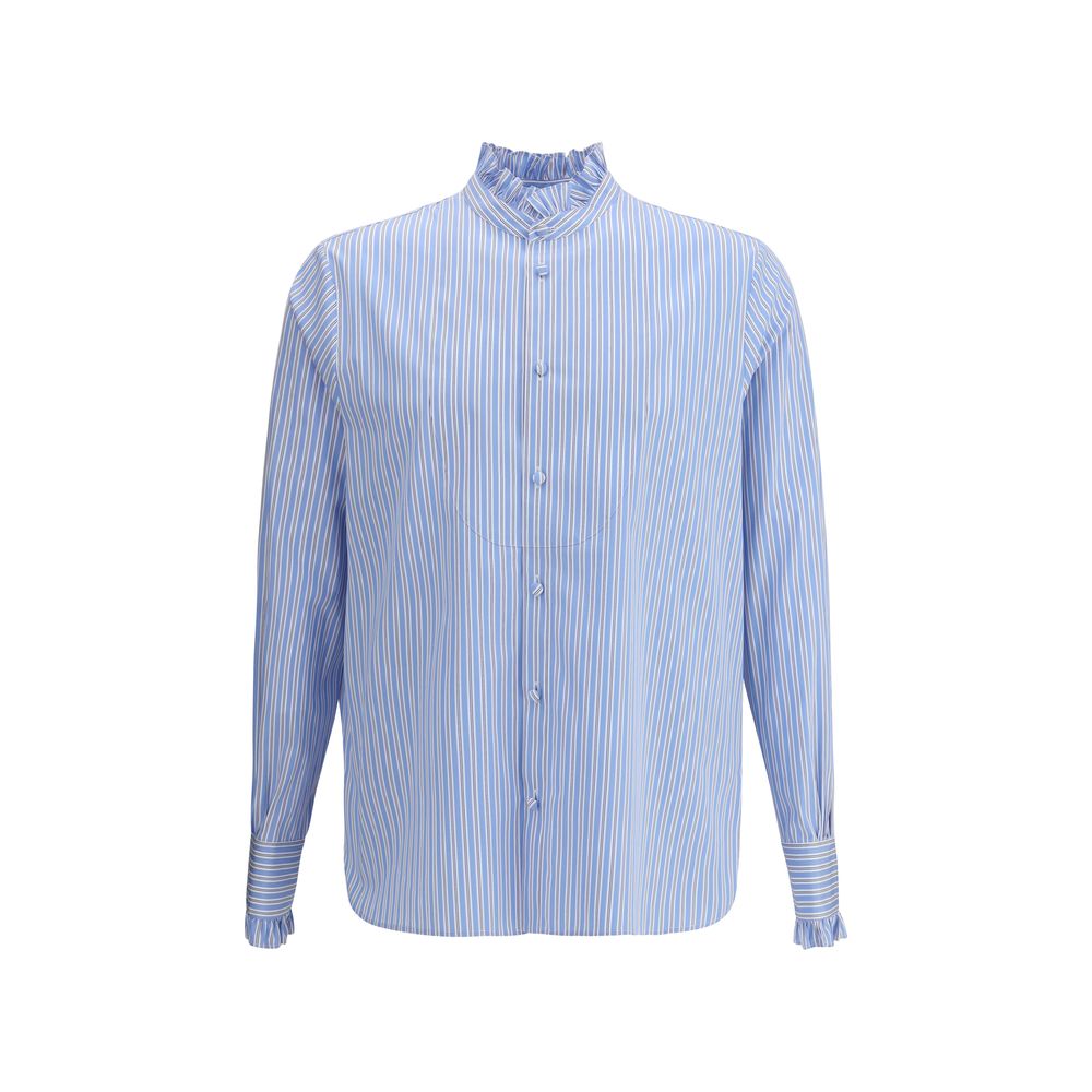 Valentino – Gestreiftes Plastron- und Rüschenhemd