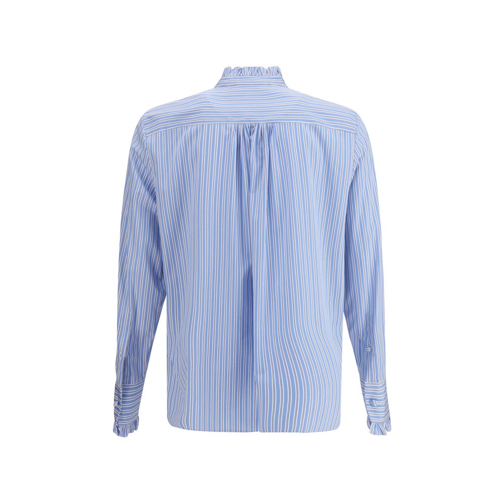 Valentino – Gestreiftes Plastron- und Rüschenhemd