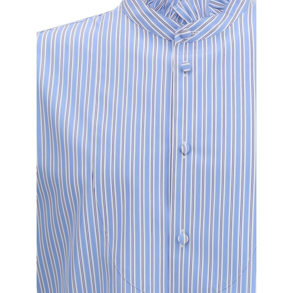 Valentino – Gestreiftes Plastron- und Rüschenhemd