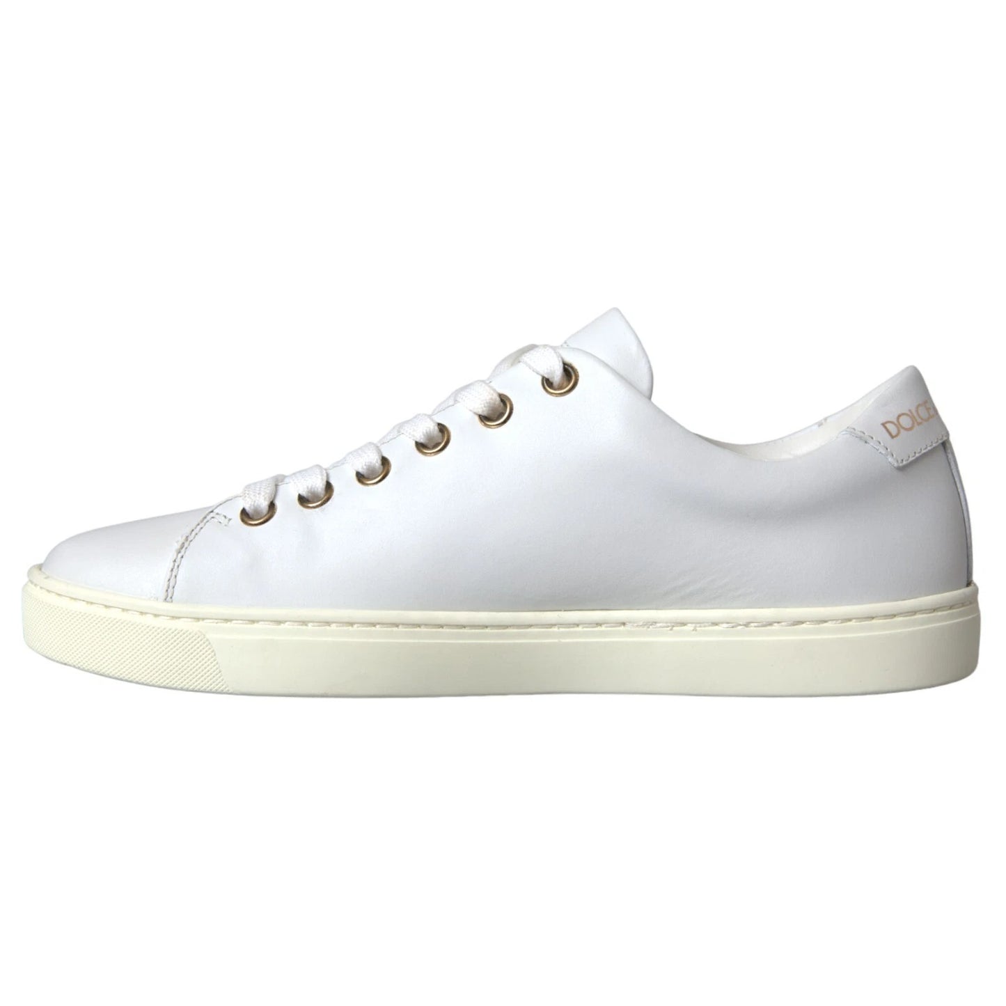 Dolce & Gabbana Weiße Leder Gold Rote Herz Sneakers Schuhe