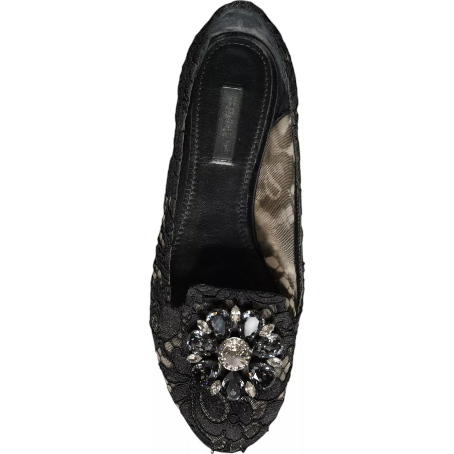 Dolce & Gabbana – Schwarze Ballerinas mit Kristallen aus Spitze und Loafer