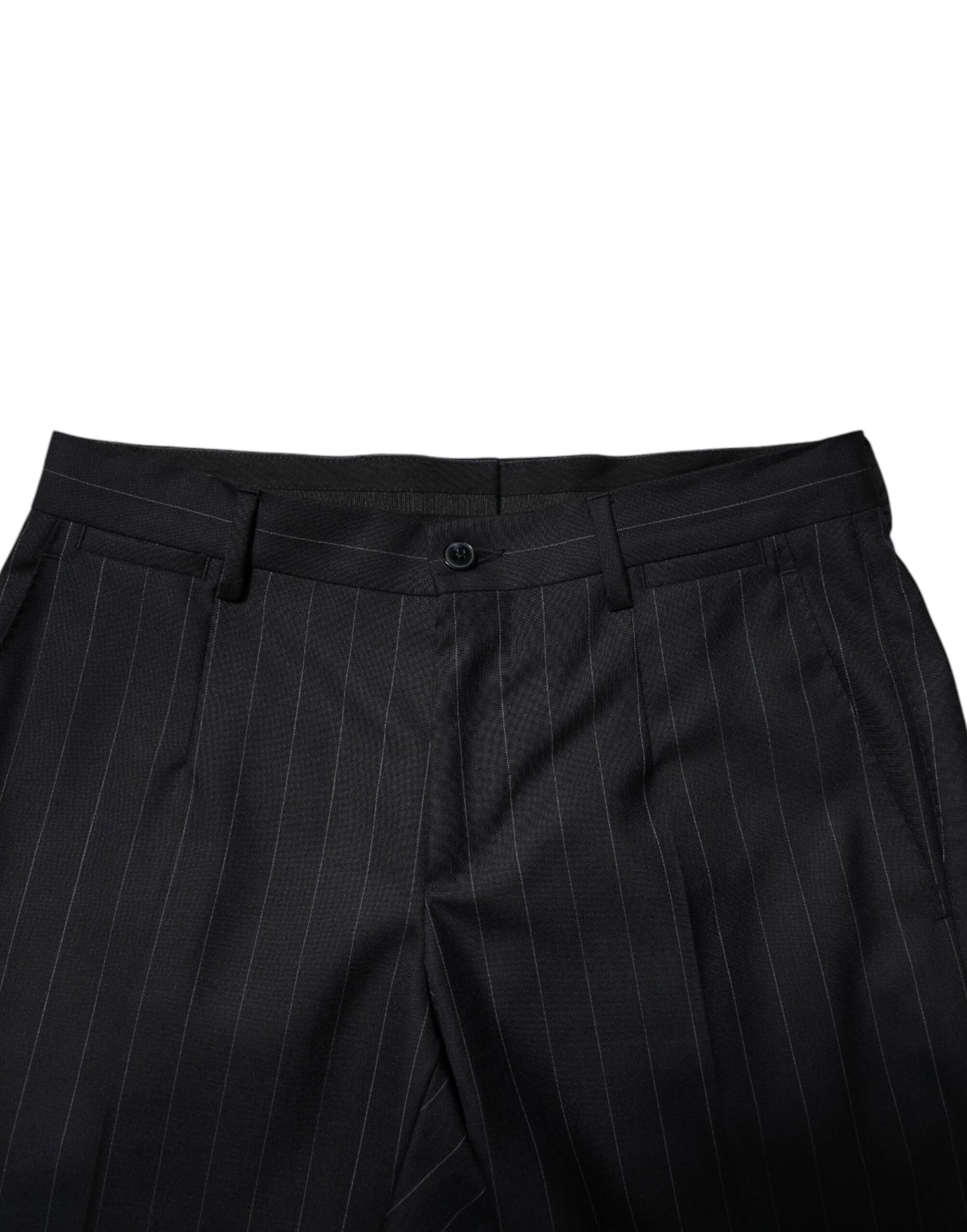 Dolce & Gabbana – Schwarze, gestreifte Anzughose aus Wolle