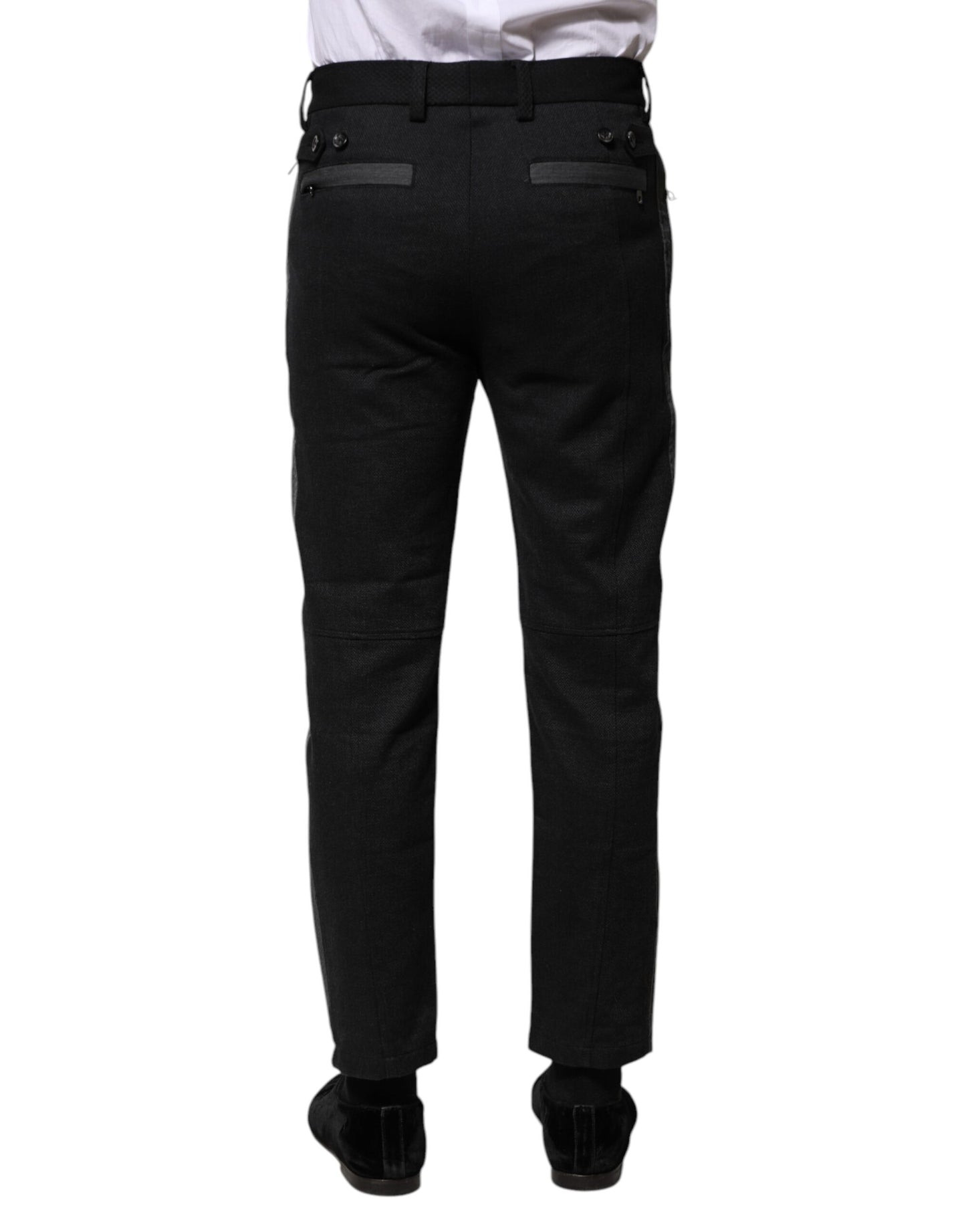 Dolce & Gabbana – Formelle Slim-Hose aus Fantasy-Baumwolle in Schwarz und Grau